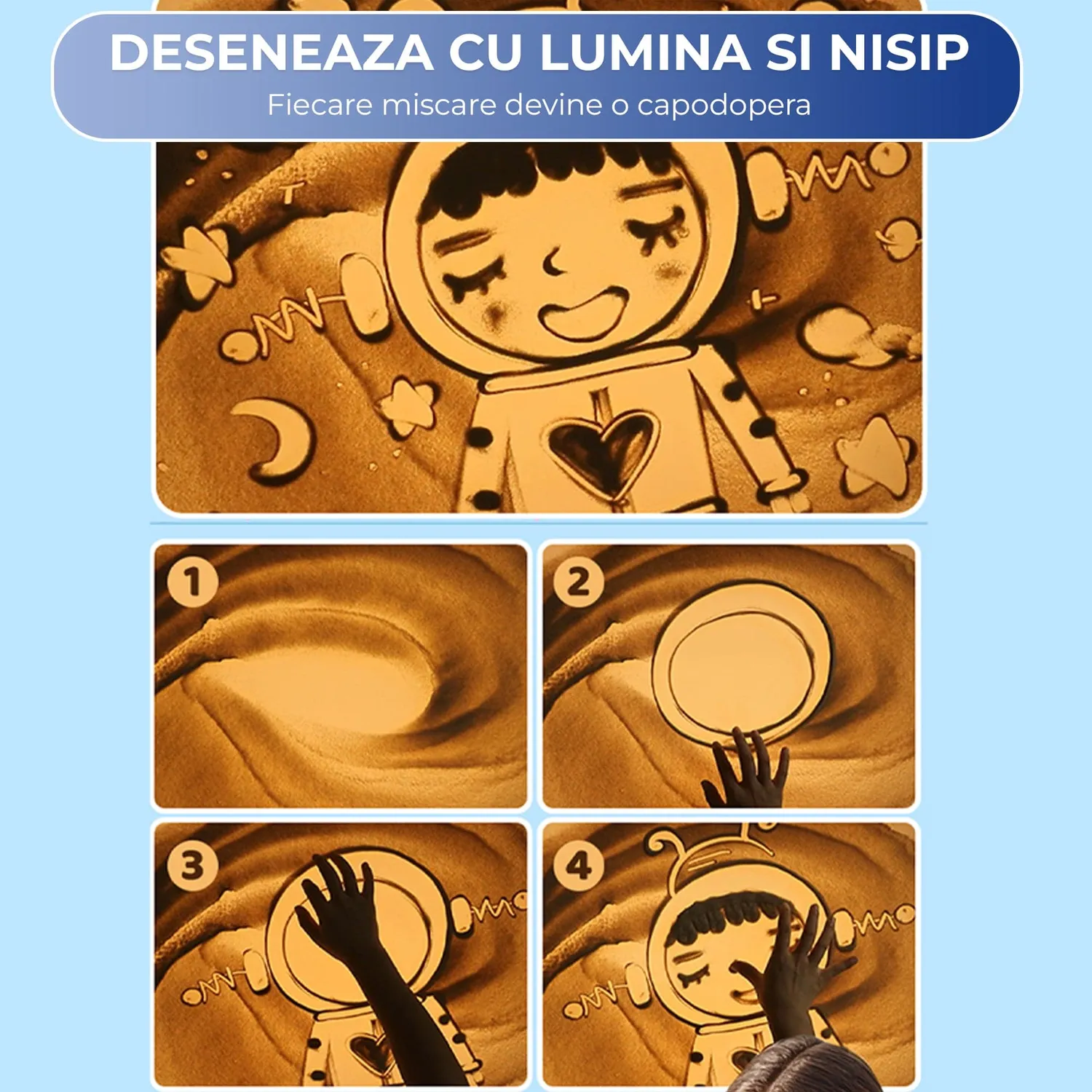 Timebox Tavita Nisip Iluminata LED Albastru USB