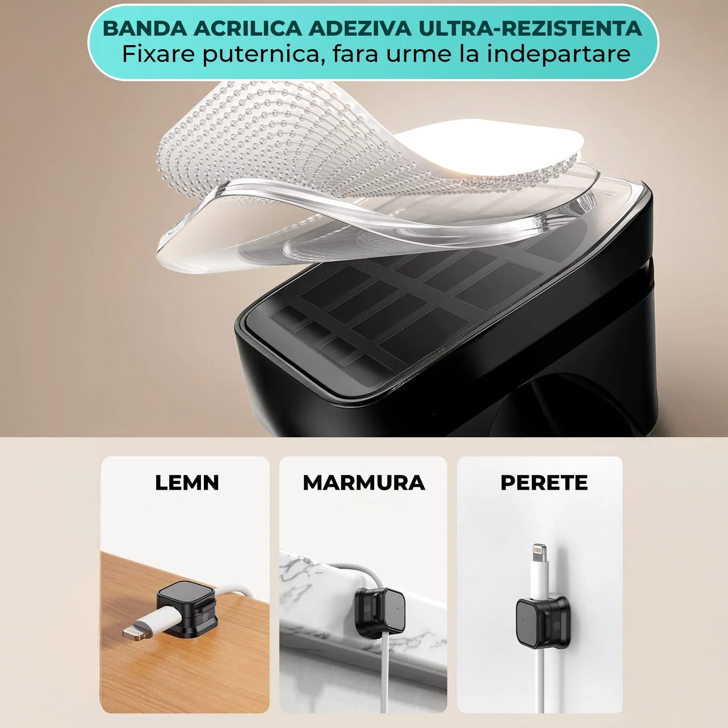 Timebox set 6 clipuri magnetice cablu negre 7,5mm