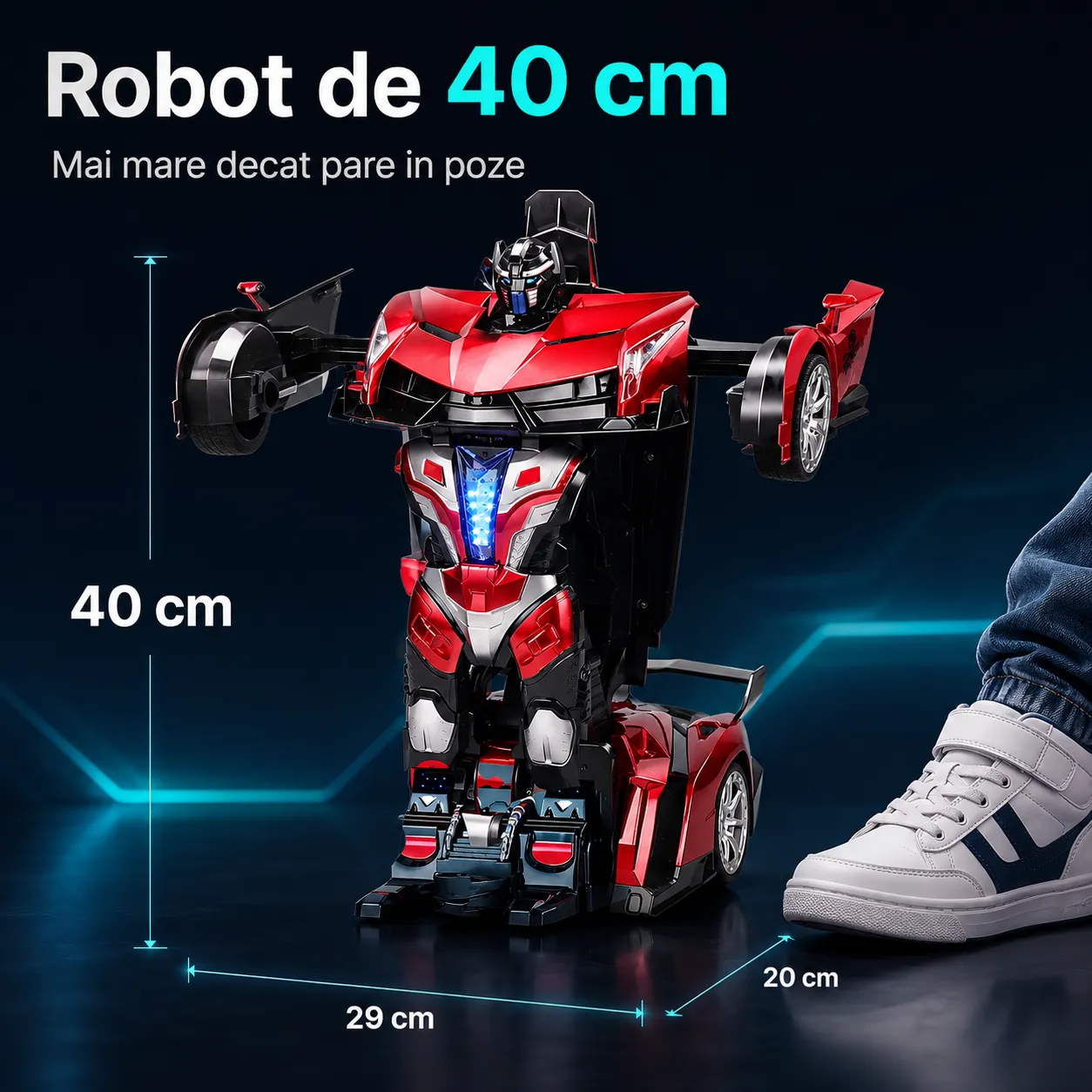 Timebox Robot masinuta transformabila 360 rosu