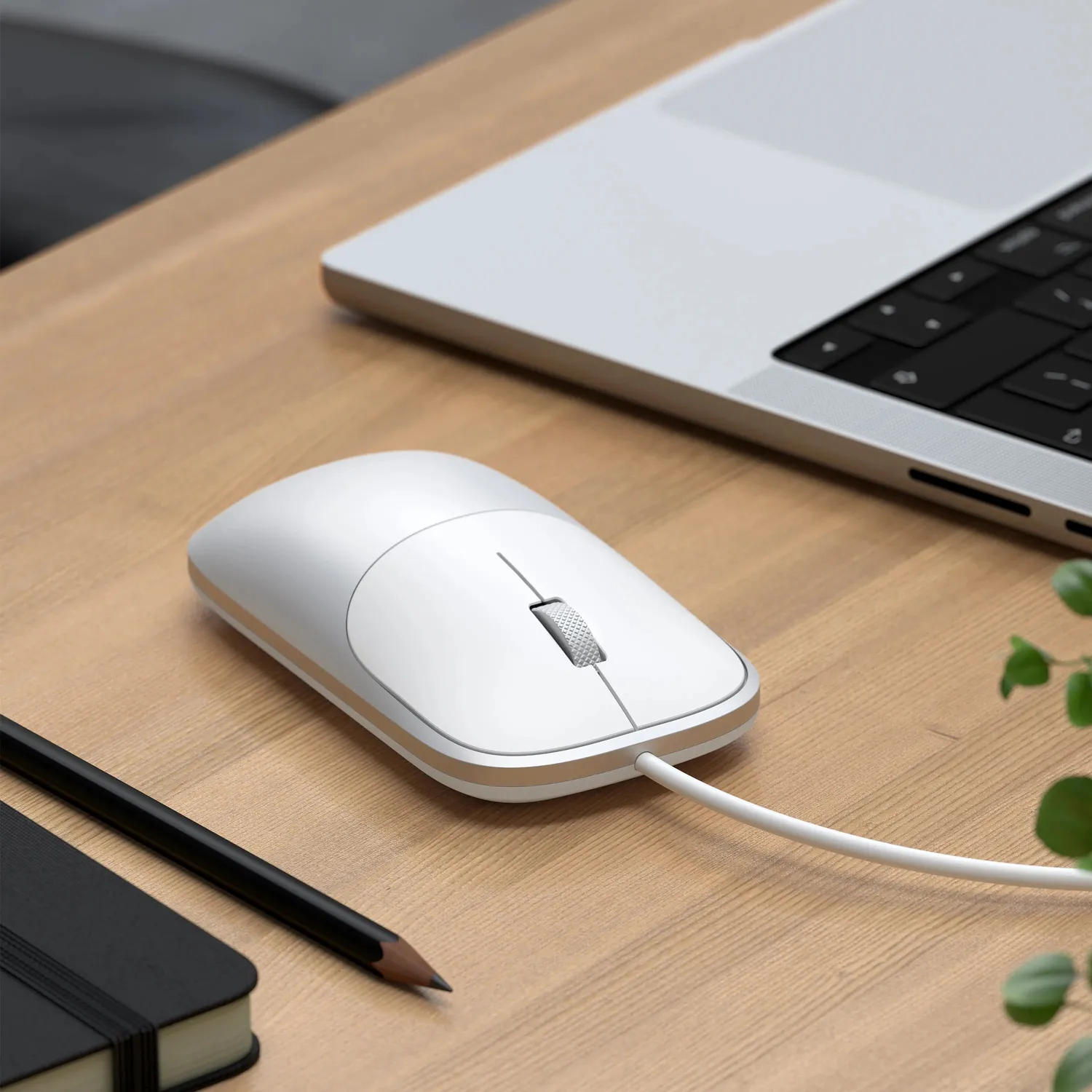 Satechi Slim LX Wired Mouse mouse cu fir Silver