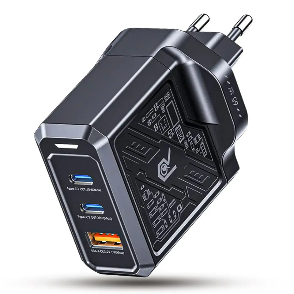 Timebox 65W 3 Porturi încărcător rețea negru fast charge