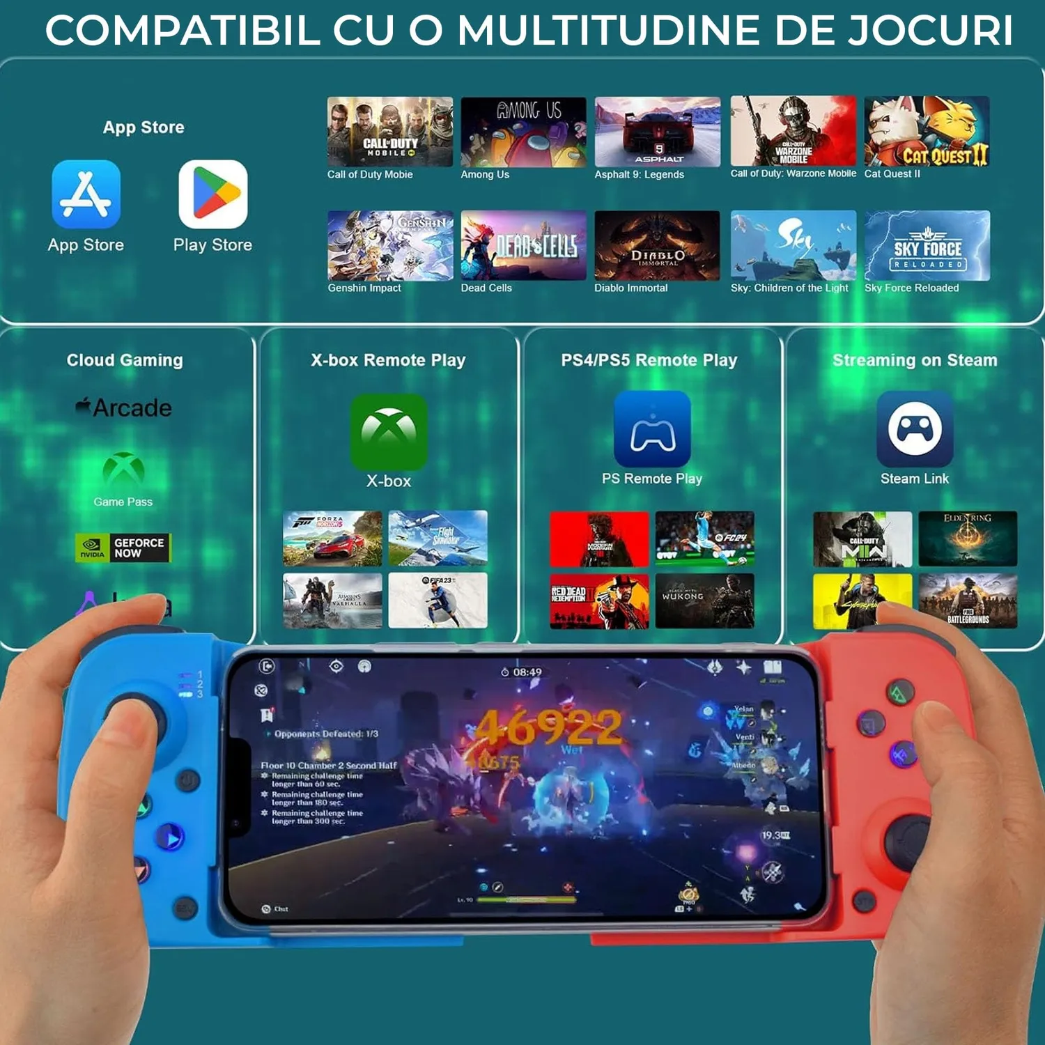Timebox GamePad controller gaming Rosu wireless Bluetooth