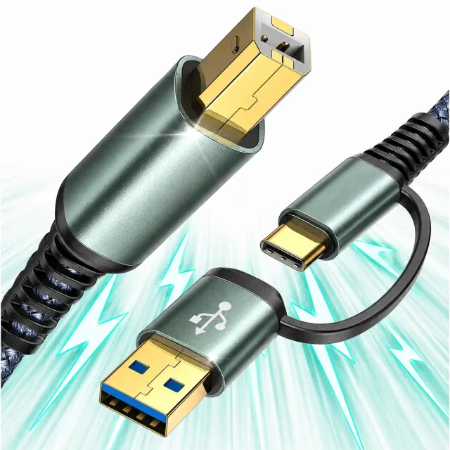 Timebox Cablu Imprimanta USB/USB-C la USB-B 2m Gri