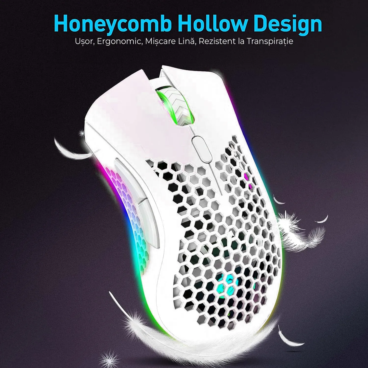 Timebox Set Mouse Gaming Wireless 95g RGB + Mousepad 30x24cm