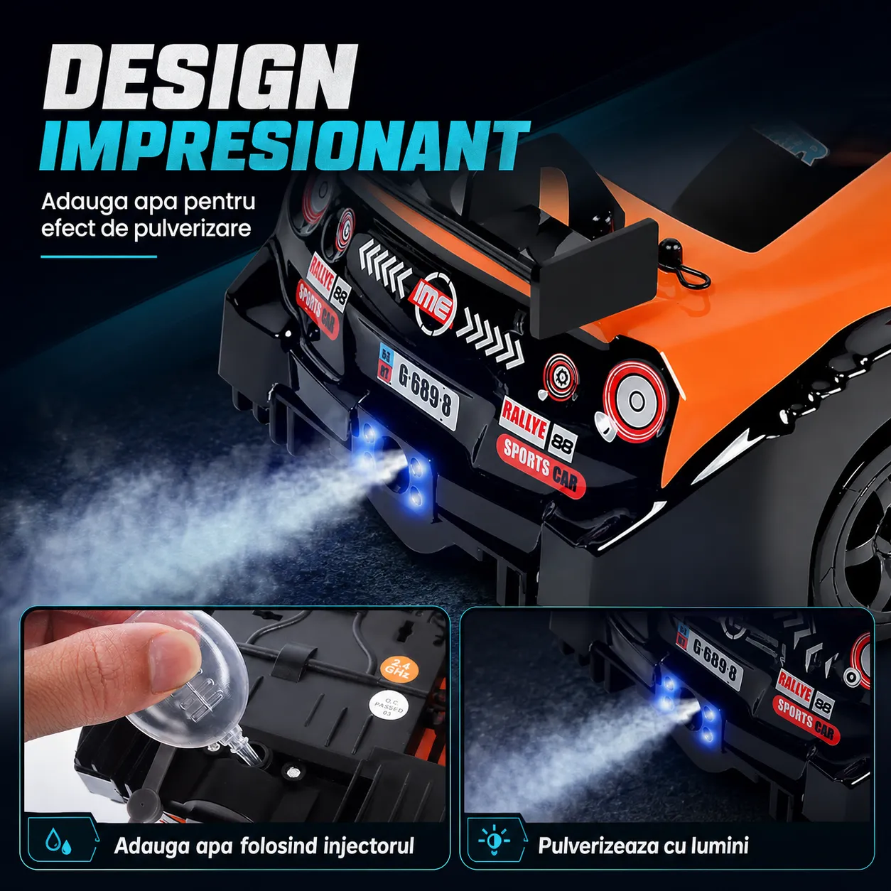 Timebox mașină drift RC 1:16 20 km/h negru portocaliu