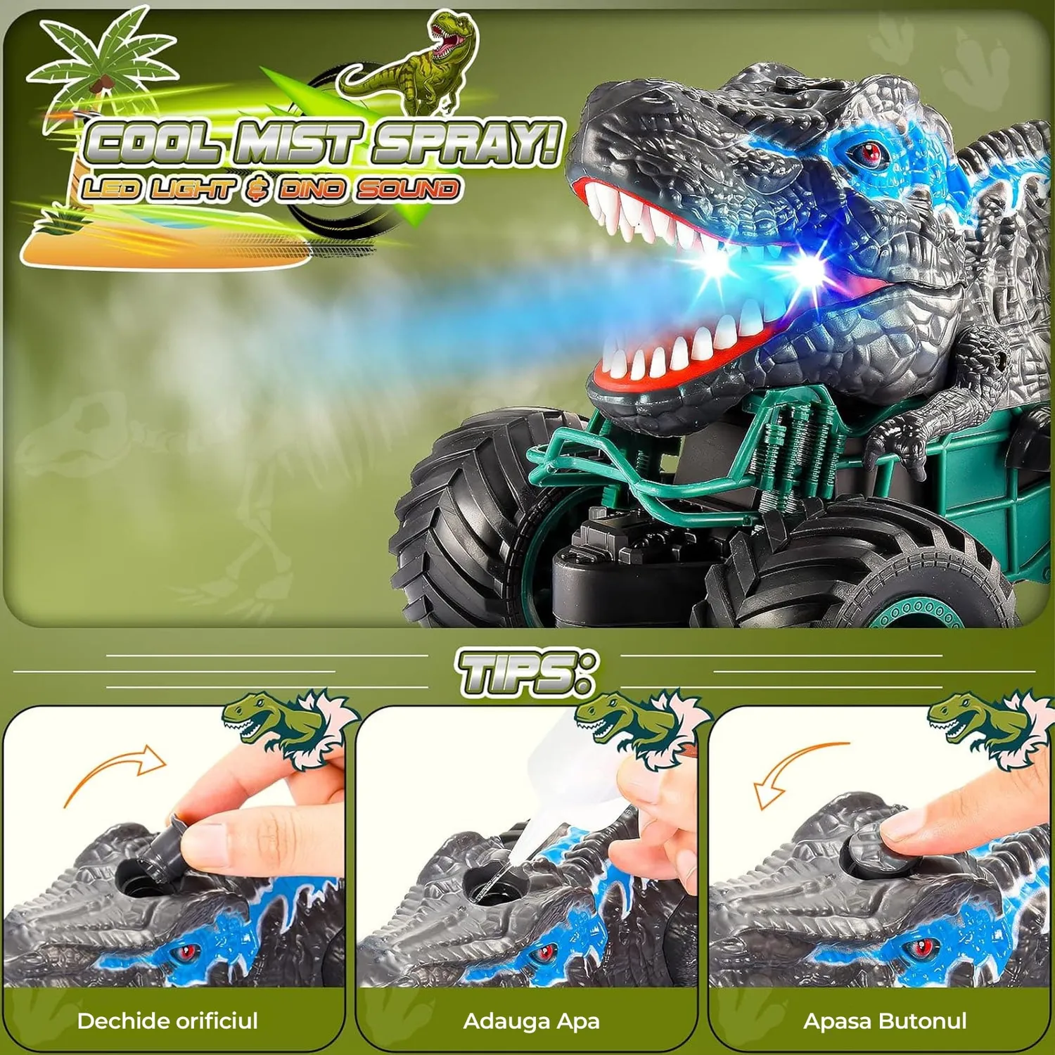 Timebox Masina RC Dinozaur 1:20 10km/h Negru-Albastru