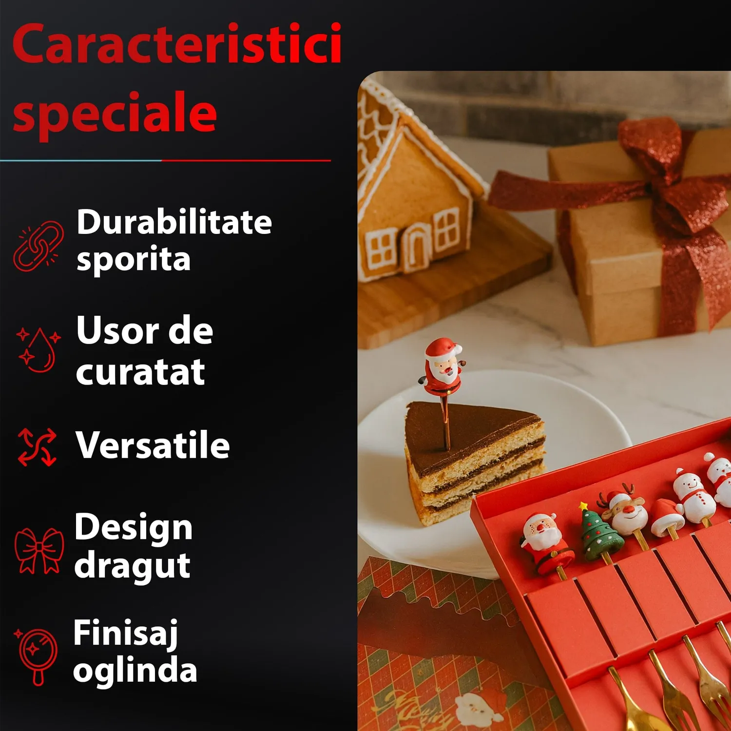 Timebox Set 6 Lingurite Furculite Inox Craciun Festiv