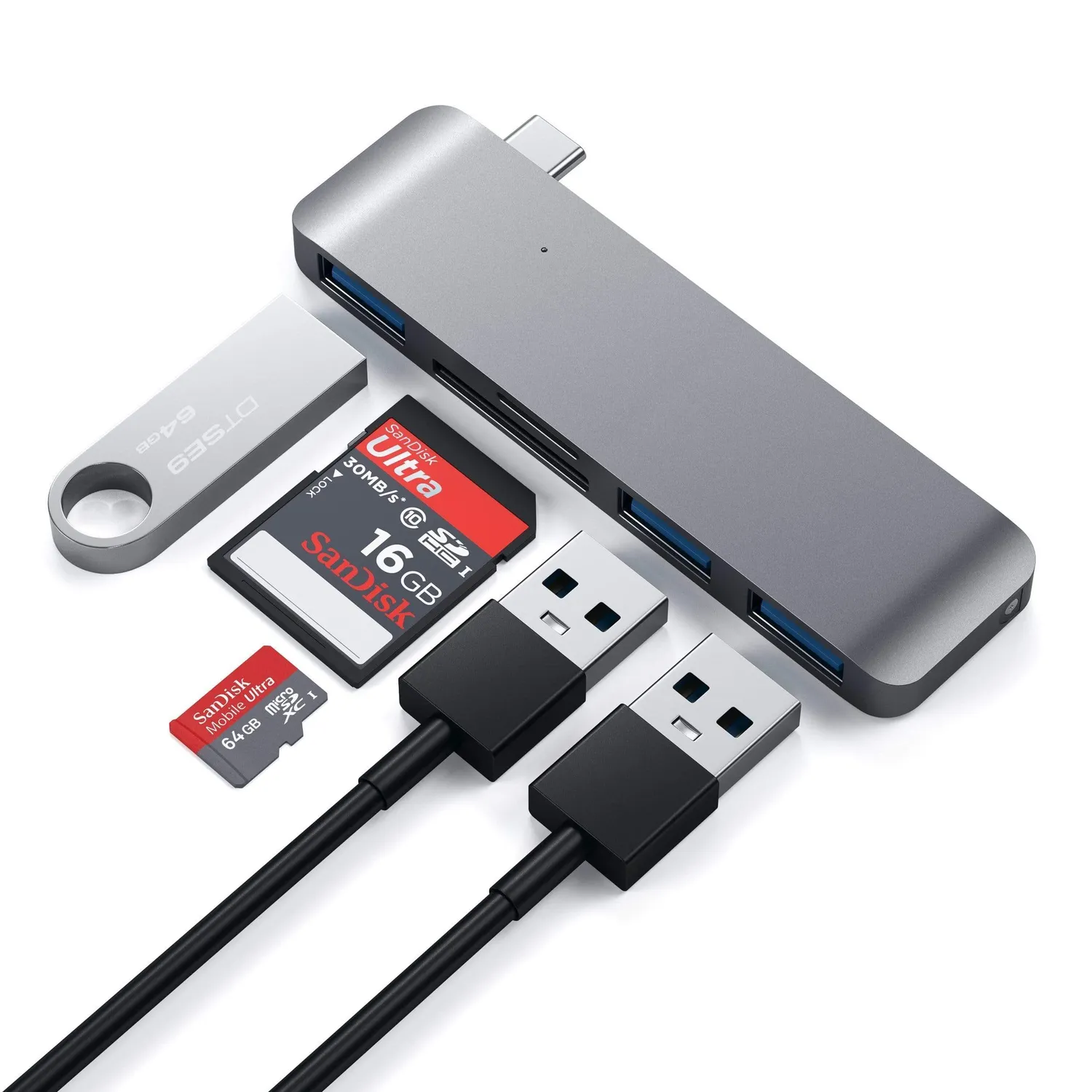Satechi Type-C 3-in-1 hub USB 3.0 SD gri spatial
