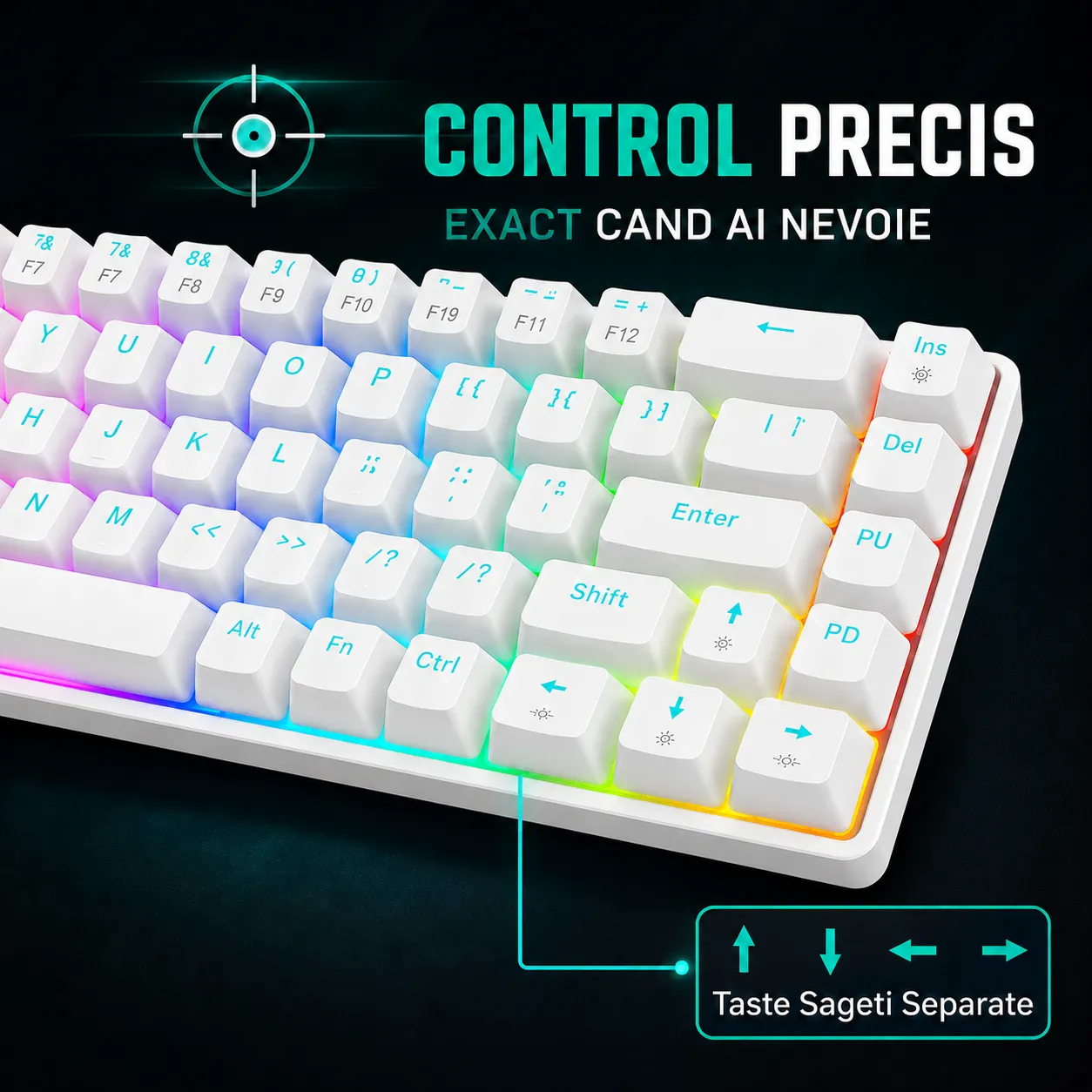 Timebox 60% tastatură gaming Red Switch RGB albă