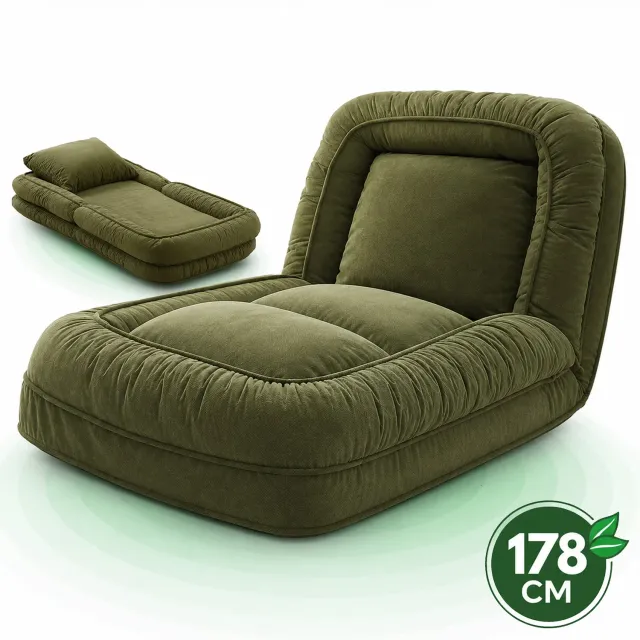 Timebox canapea pliabilă podea 178cm verde cu husă