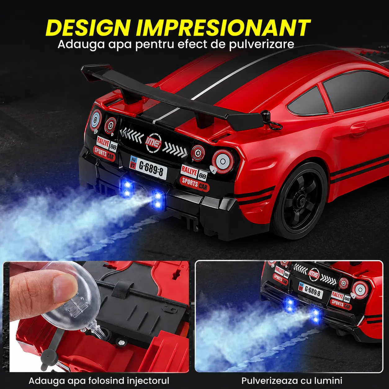 Masina Timebox Drift RC 1:16 masinuta 20km/h negru LED