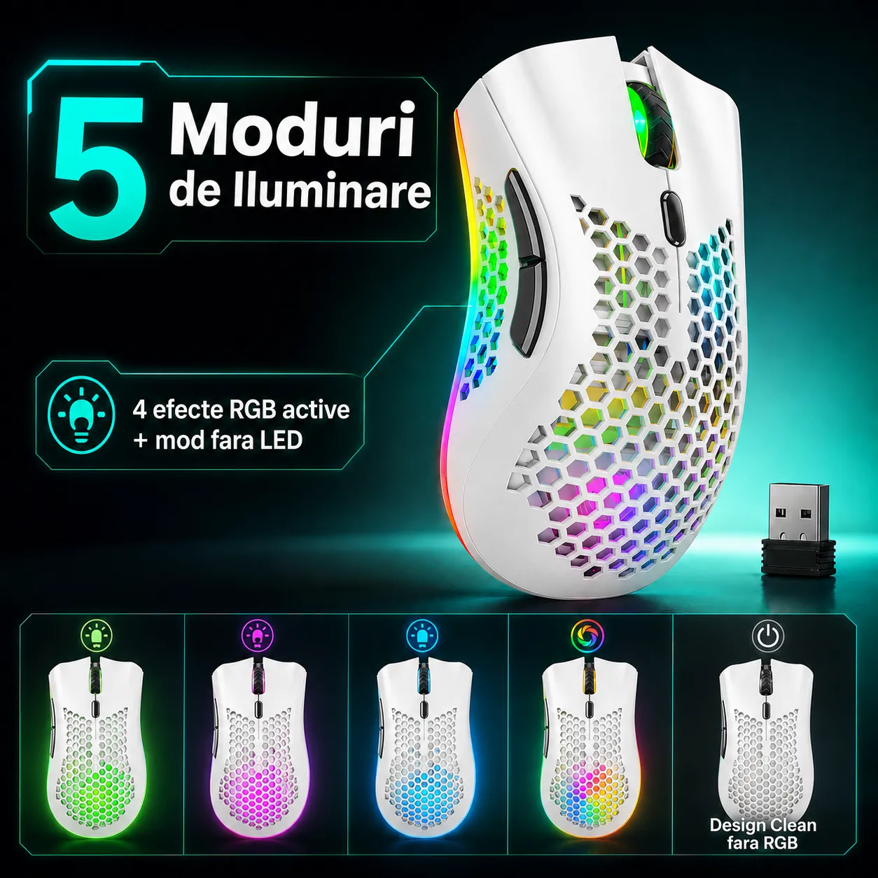Timebox mouse gaming wireless alb 95g RGB FastCharge