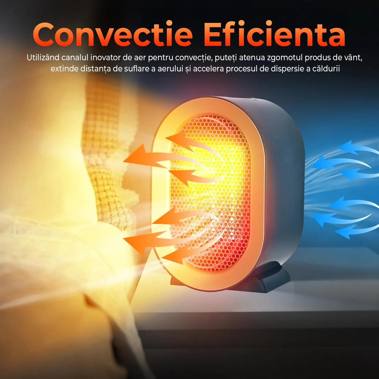 Timebox 1200W aeroterma ceramica Albastru compacta PTC
