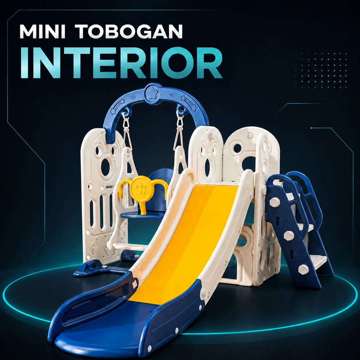 Timebox tobogan copii 3 in 1 leagan baschet galben