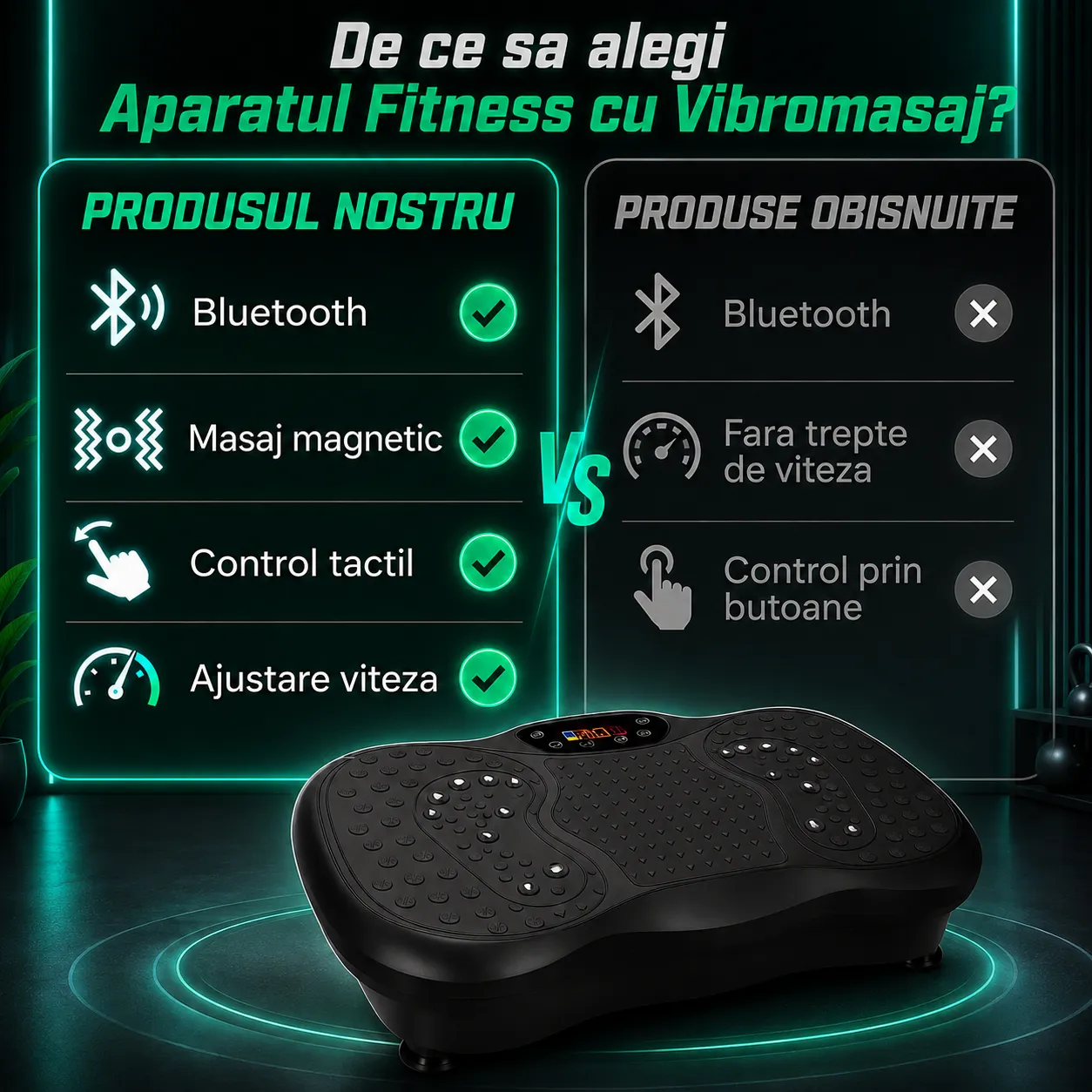 Timebox Fitness aparat vibromasaj negru magnetic 150kg