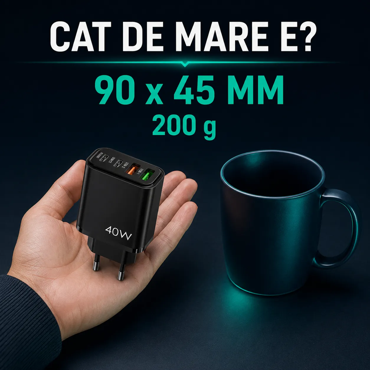 Timebox încărcător rețea 40W 4 porturi negru