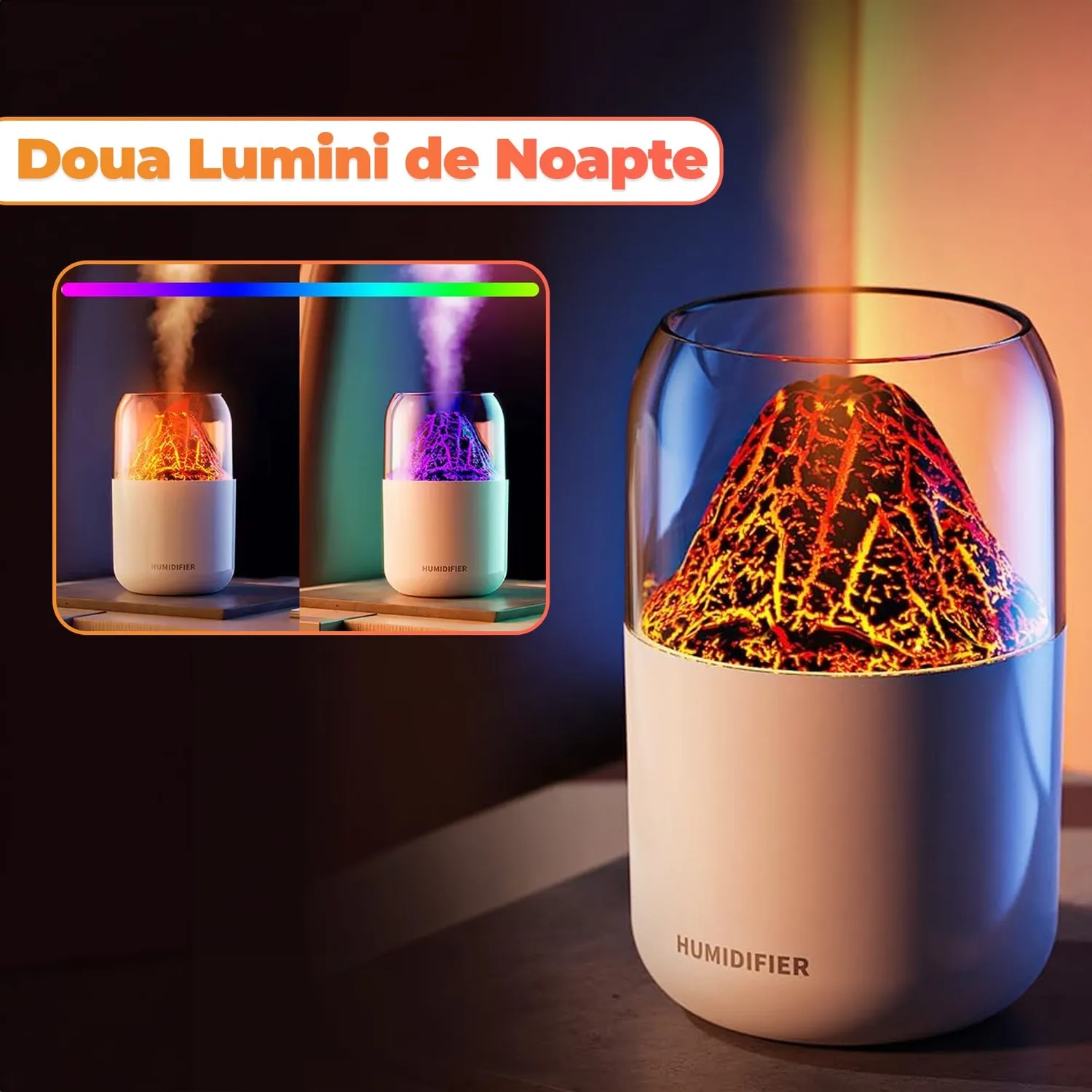 Timebox Difuzor ulei esential Vulcan 300ml alb RGB