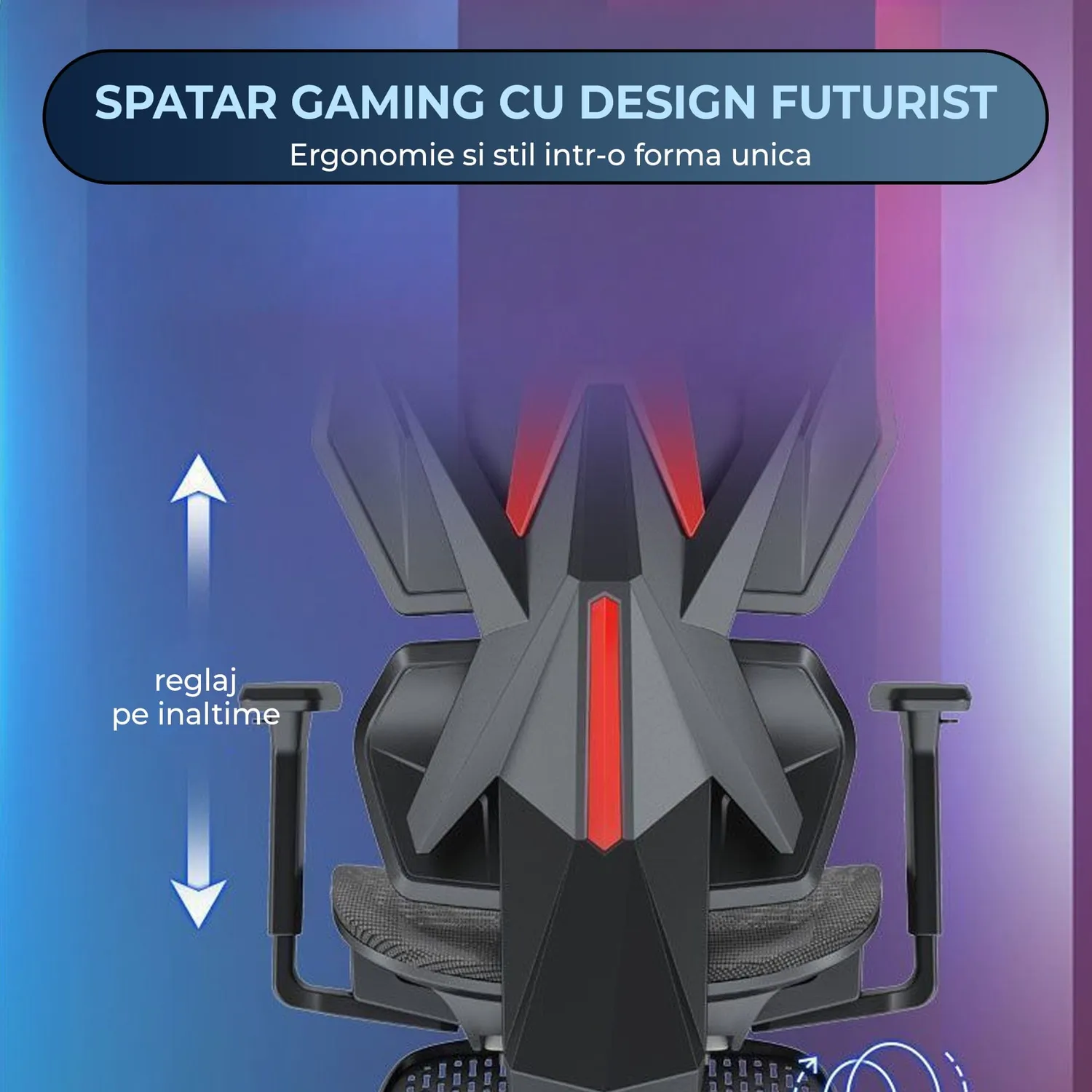 Timebox Ergonomic scaun gaming negru plasa respirabila