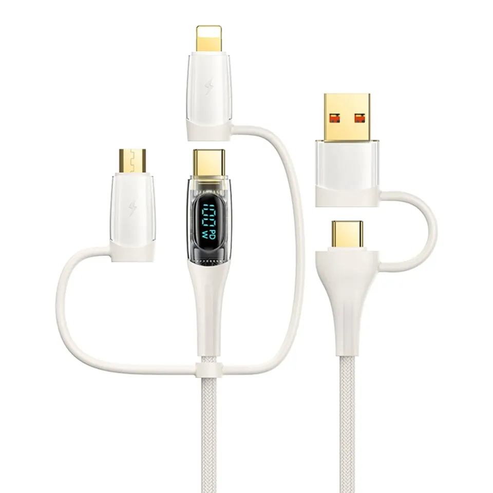 Cablu 5 în 1 Timebox 100W 1,2m bej USB-C