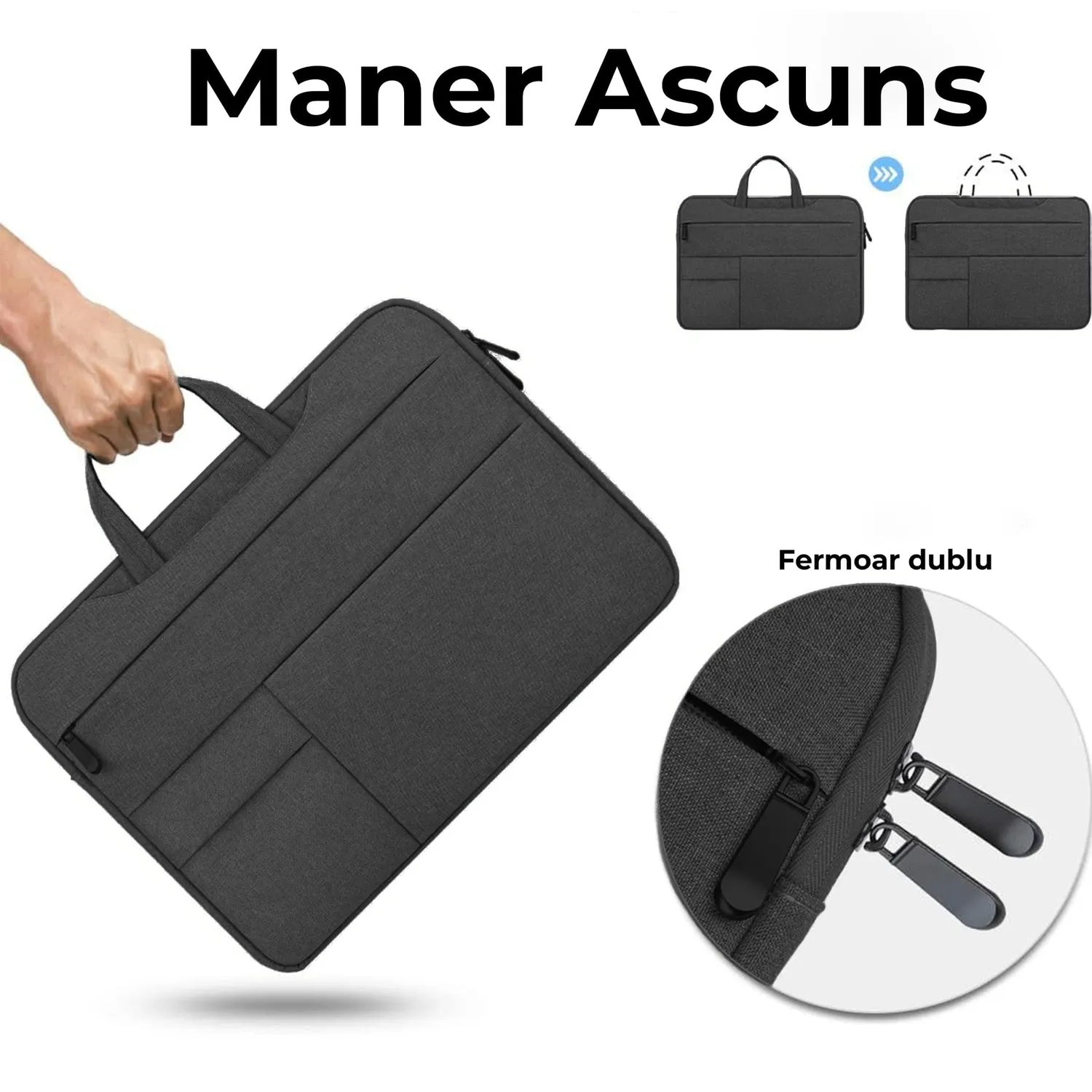 Timebox geanta laptop 13-16 inch neagra impermeabila