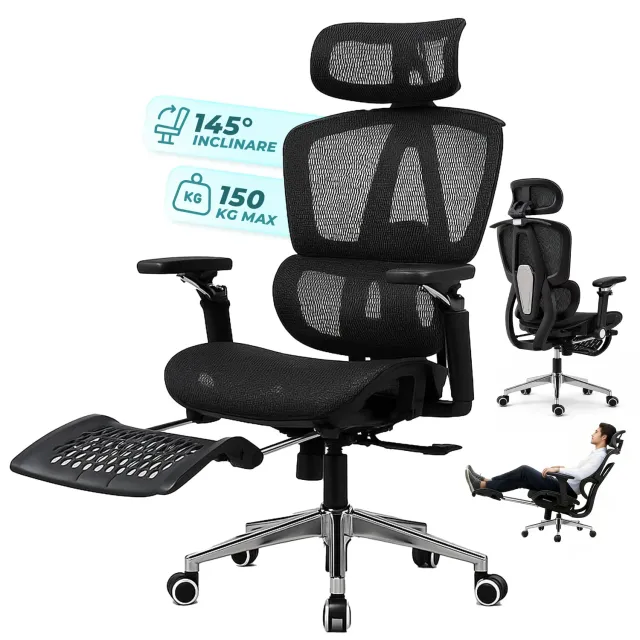 Timebox 360 scaun birou ergonomic mesh negru 160kg