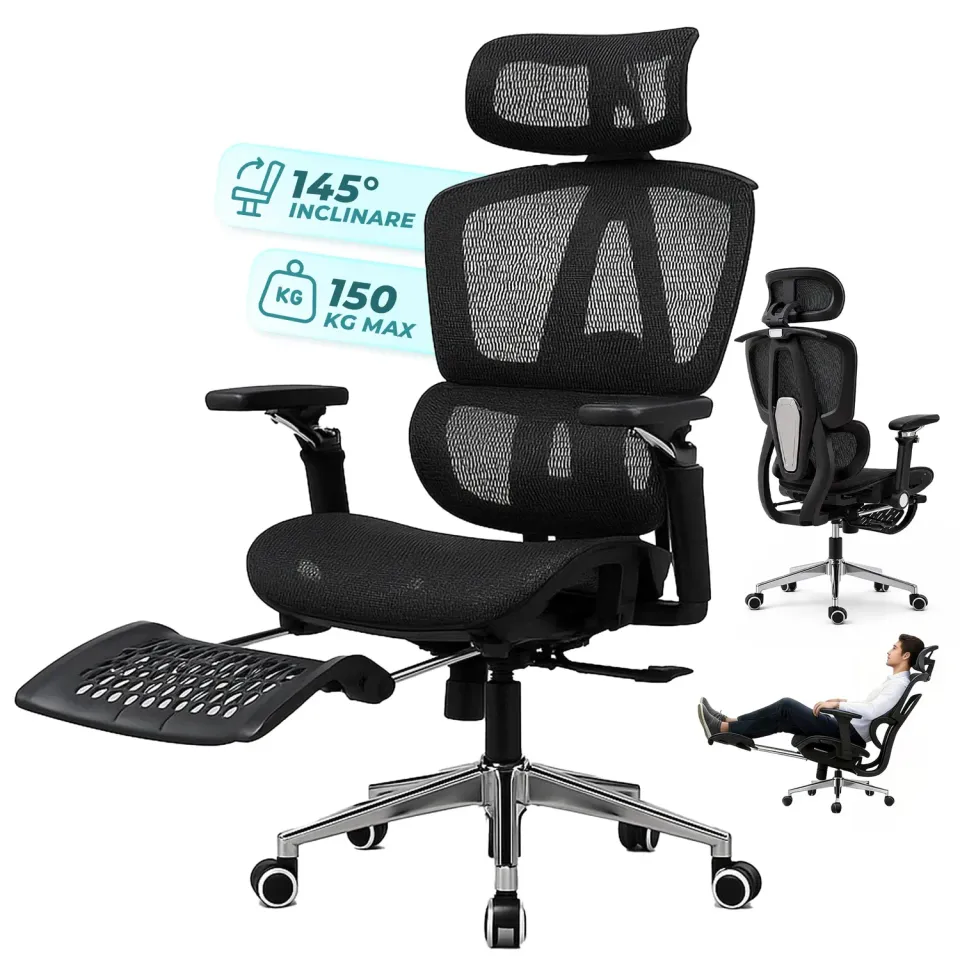 Timebox 360 scaun birou ergonomic mesh negru 160kg