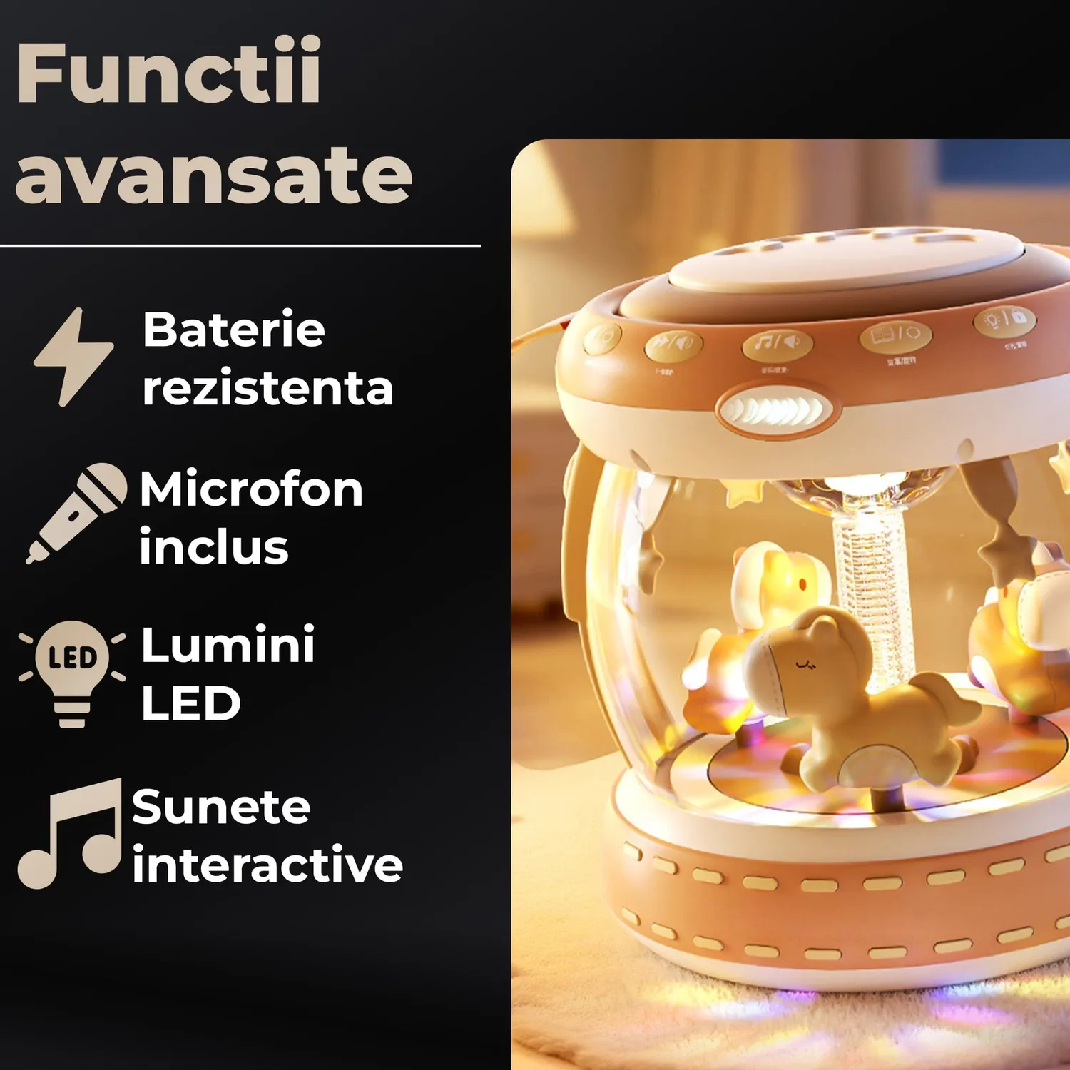 Timebox Hand Drum boxă interactivă bebeluși bej cu microfon