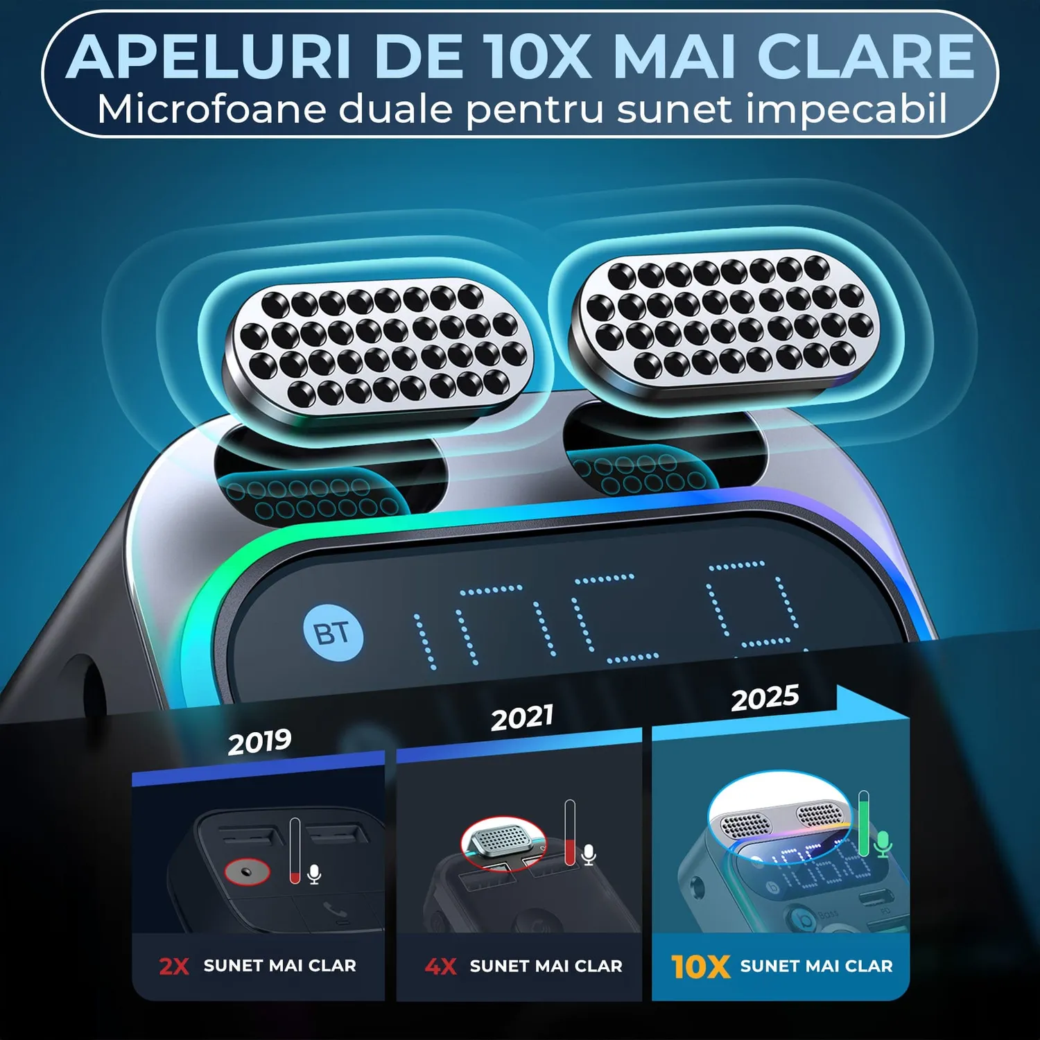 Timebox modulator FM auto Bluetooth 5 negru hands-free