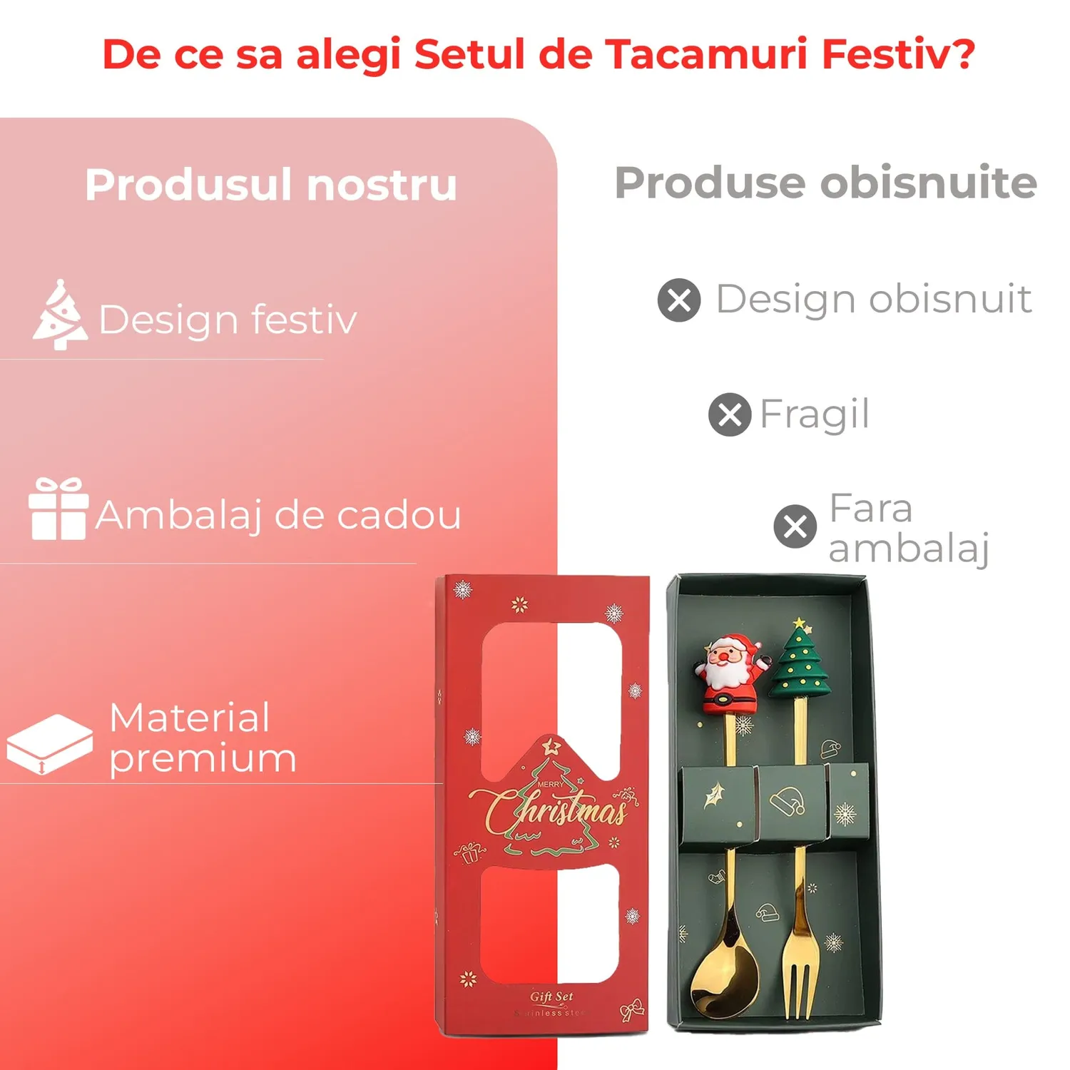 Timebox Set Tacamuri Inox Craciun 2 Piese Festiv