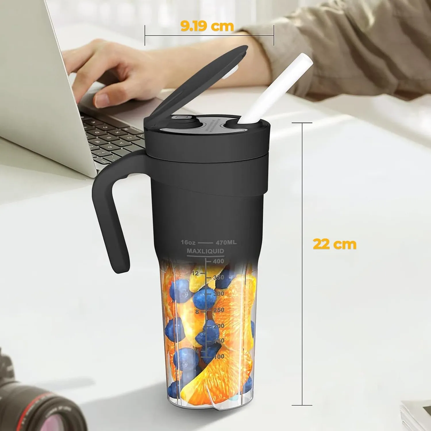 Timebox Mini blender electric portabil 470ml negru 4000mAh