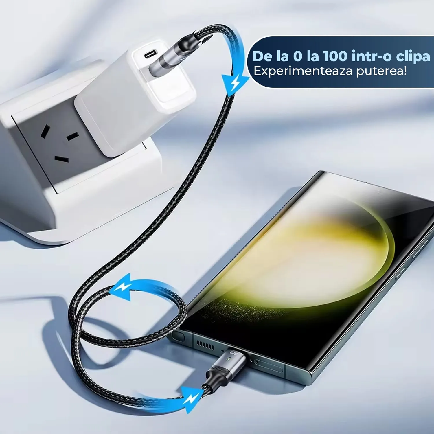 Timebox Cablu Incarcare USB-Type-C 60W 1,2m Negru