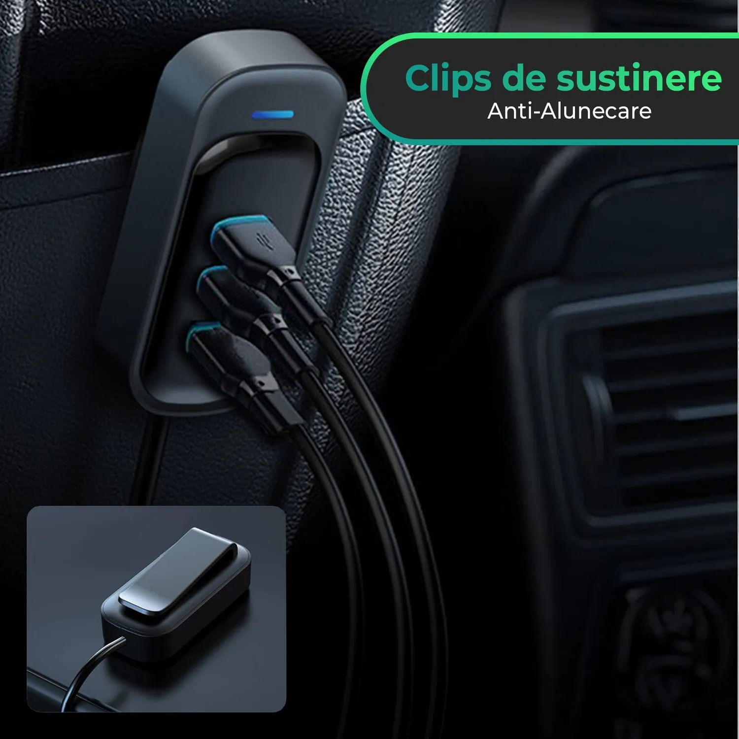 Timebox 66W încărcător auto 6 în 1 USB-C negru