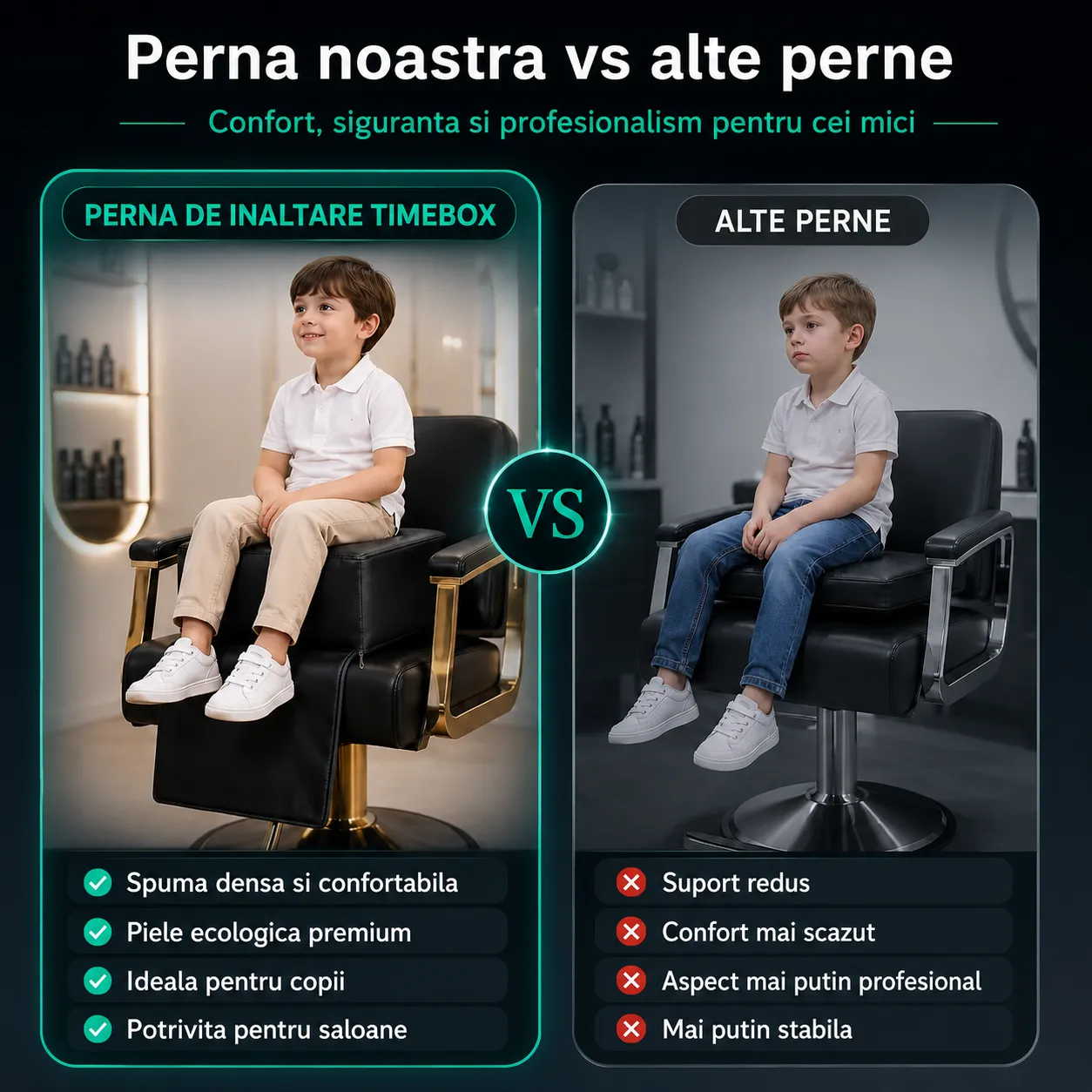Timebox perna inaltare frizerie negru 42x33x17 cm