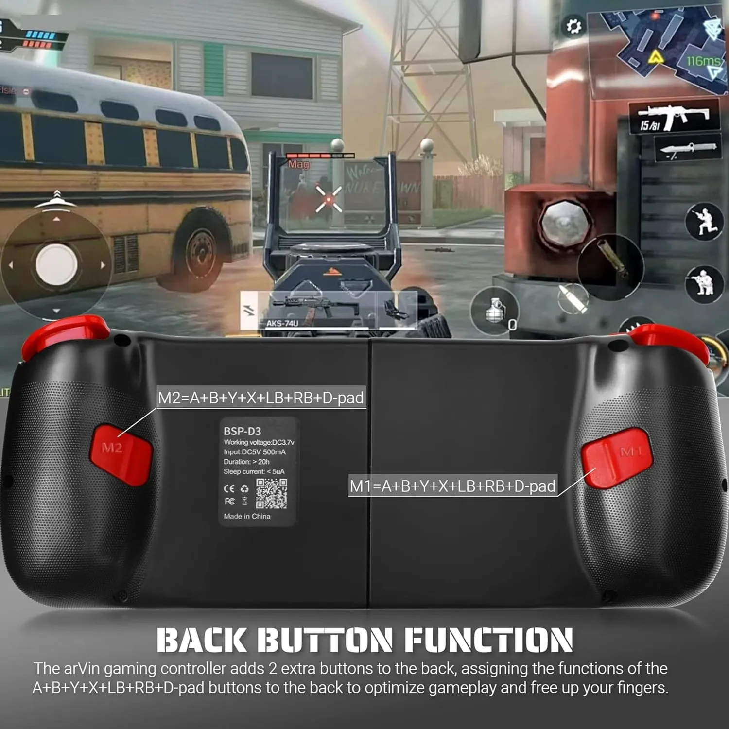 Timebox GamePad controller gaming Rosu wireless Bluetooth