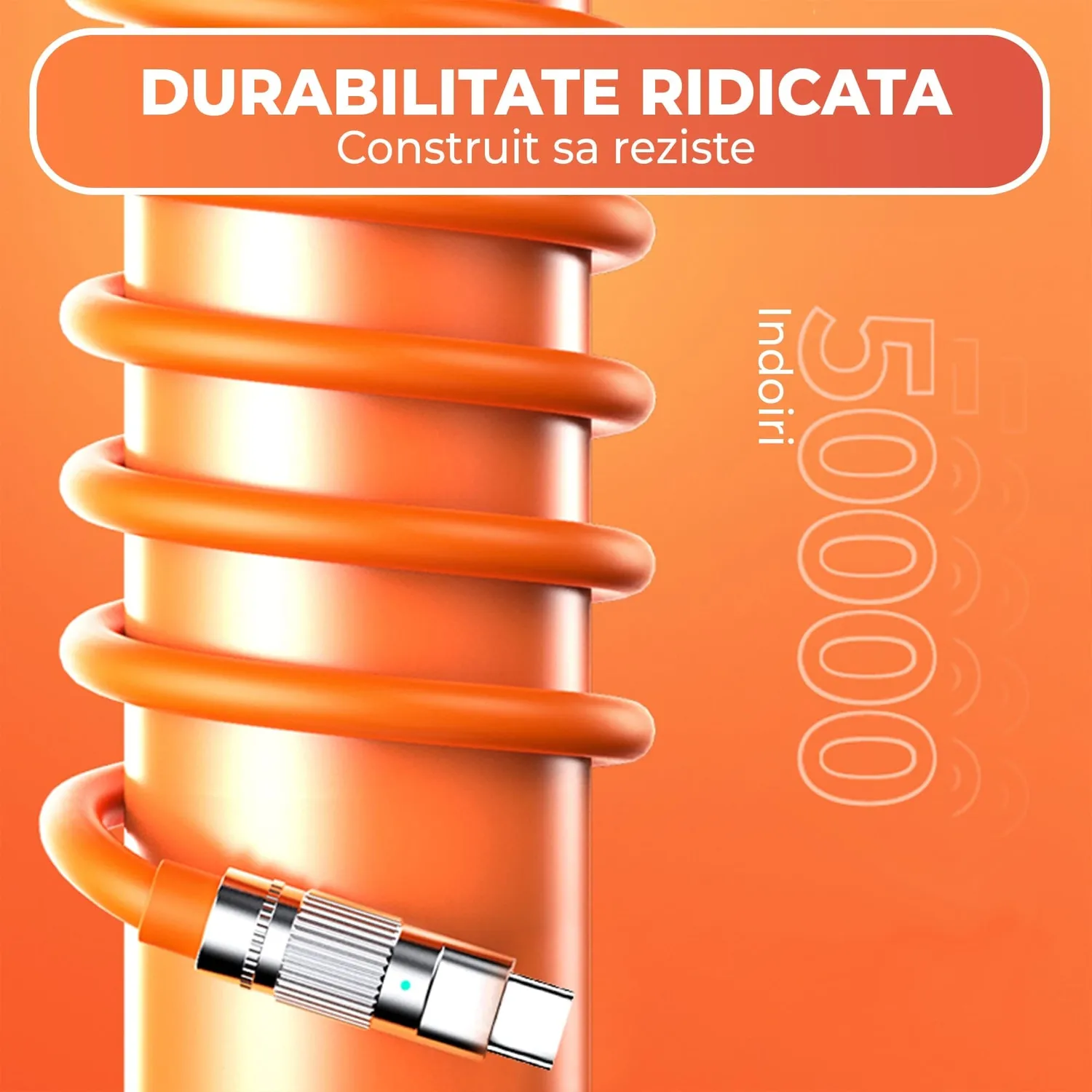 Timebox cablu USB-C la Type-C 60W portocaliu fast charge