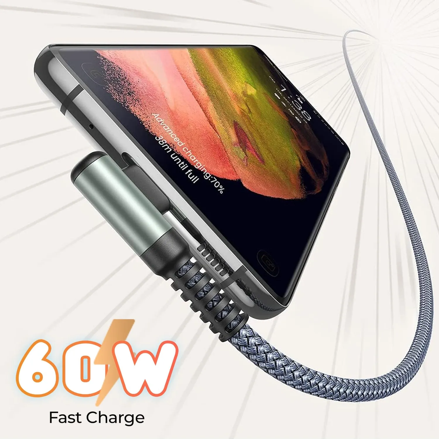 Timebox cablu Date si Incarcare Rapida USB-C 60W 1m negru