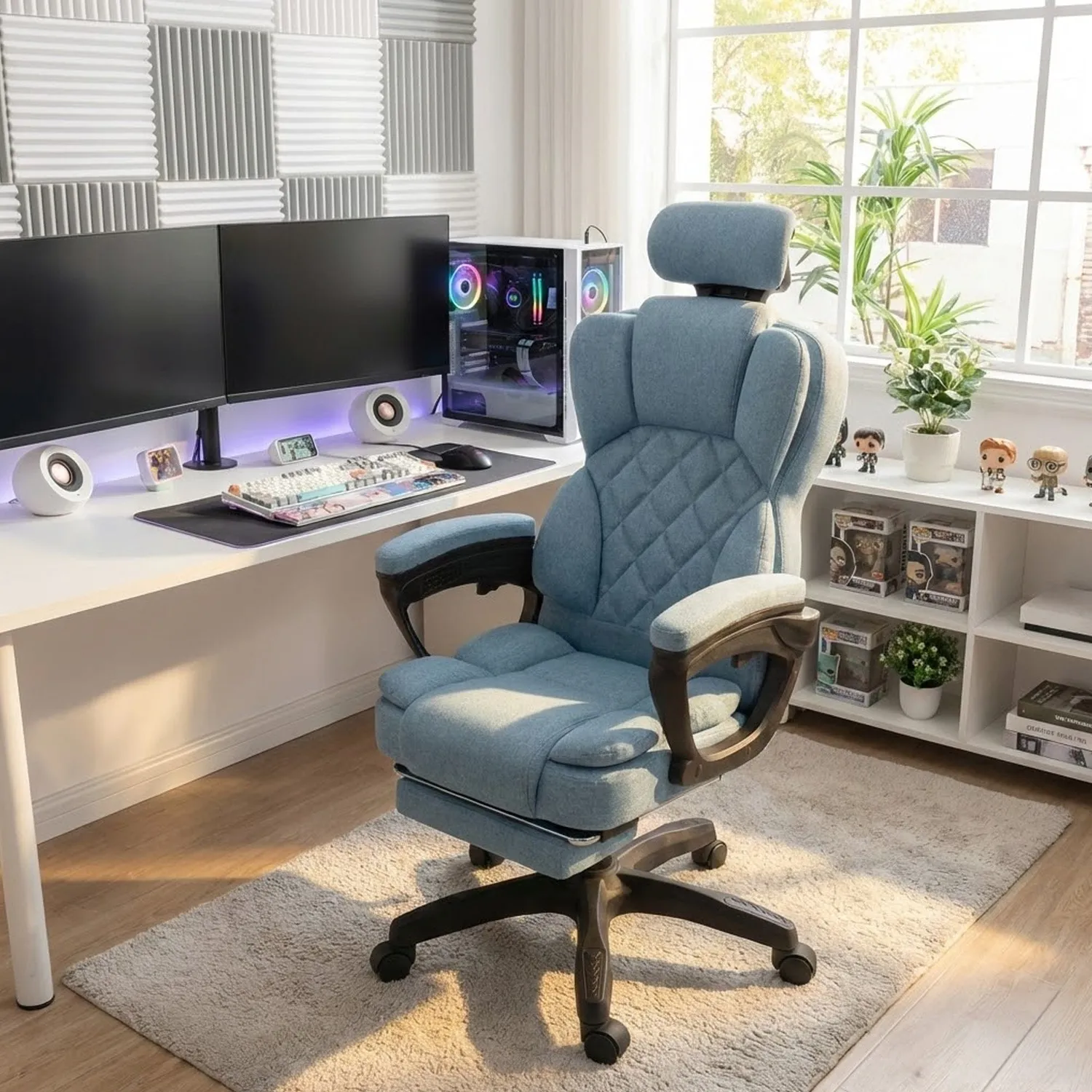Timebox 125° Footrest scaun birou turcoaz cu masaj