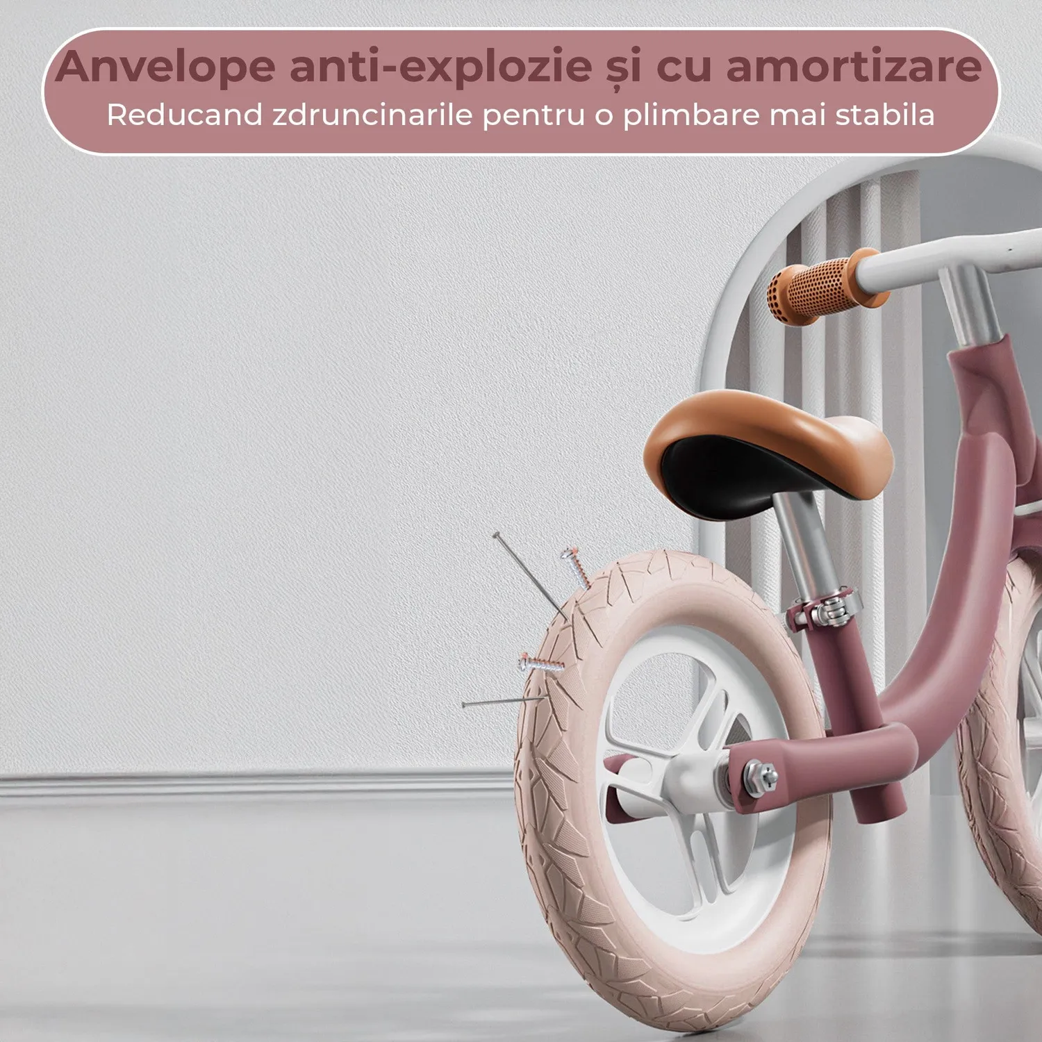 Timebox bicicletă echilibru fără pedale 12/14 inch roz