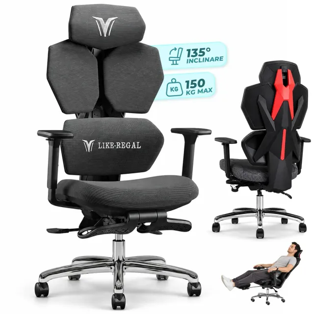 Timebox Ergonomic scaun gaming negru plasa respirabila
