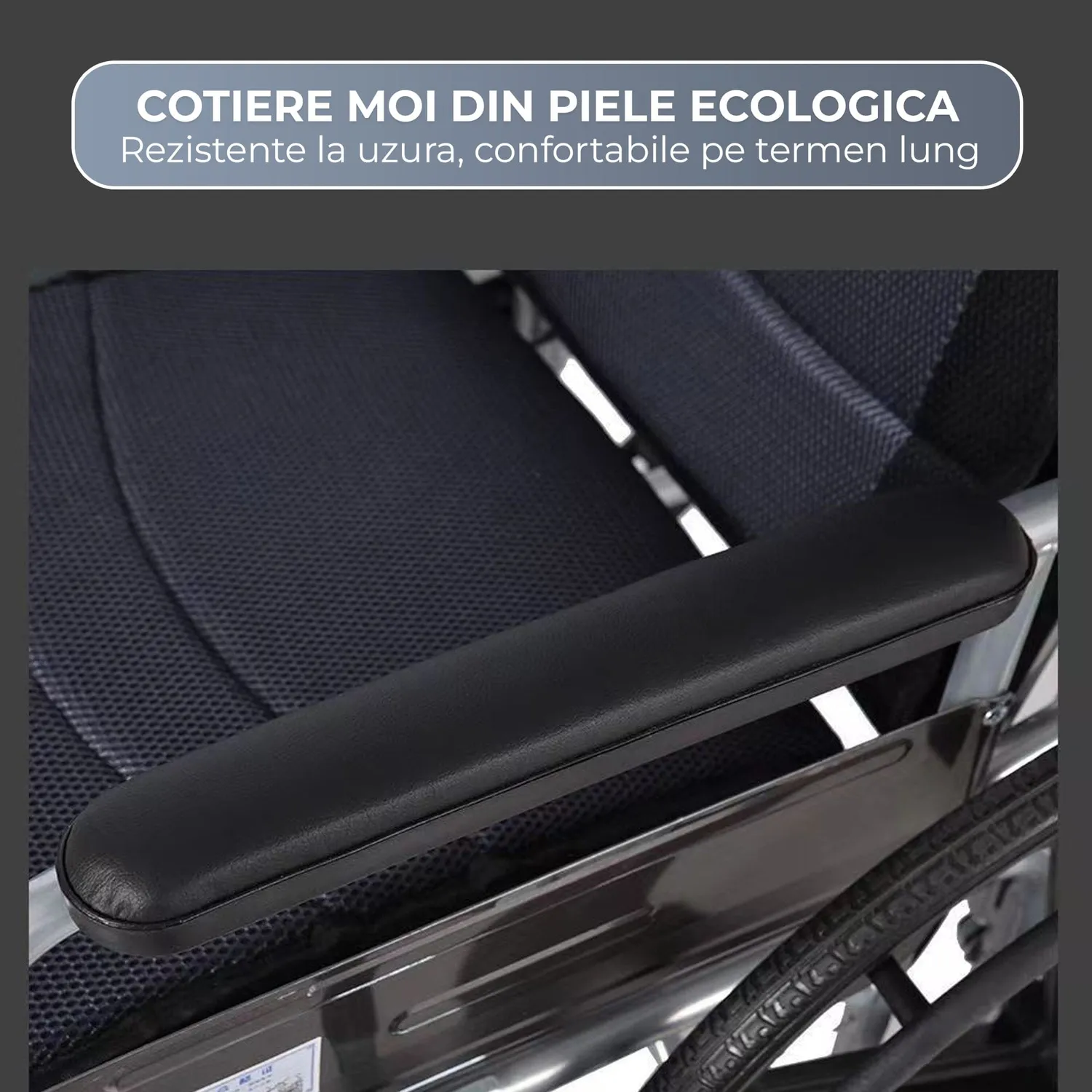 Scaun rulant Timebox pliabil otel carbon negru