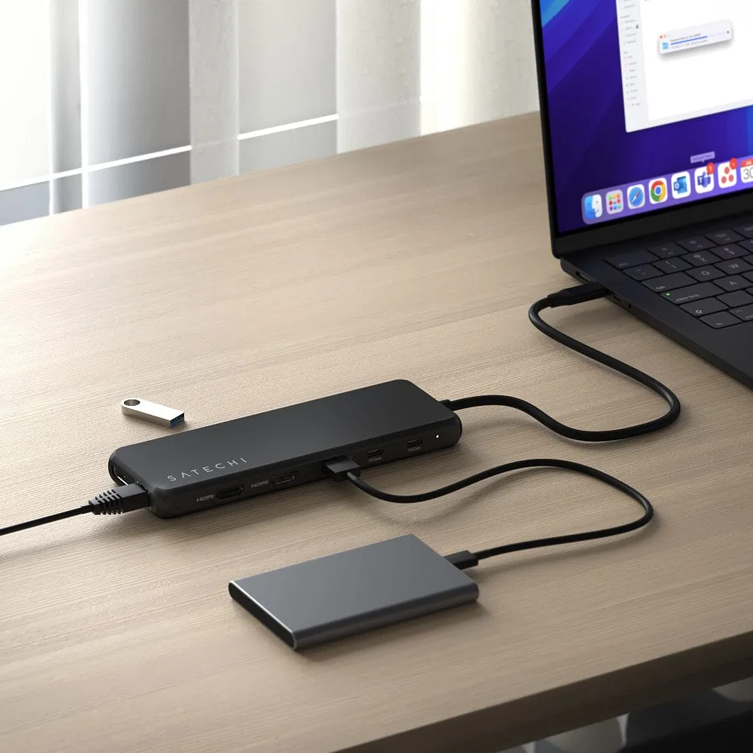 Satechi 13-in-1 USB-C hub triplu display 4K negru 100W
