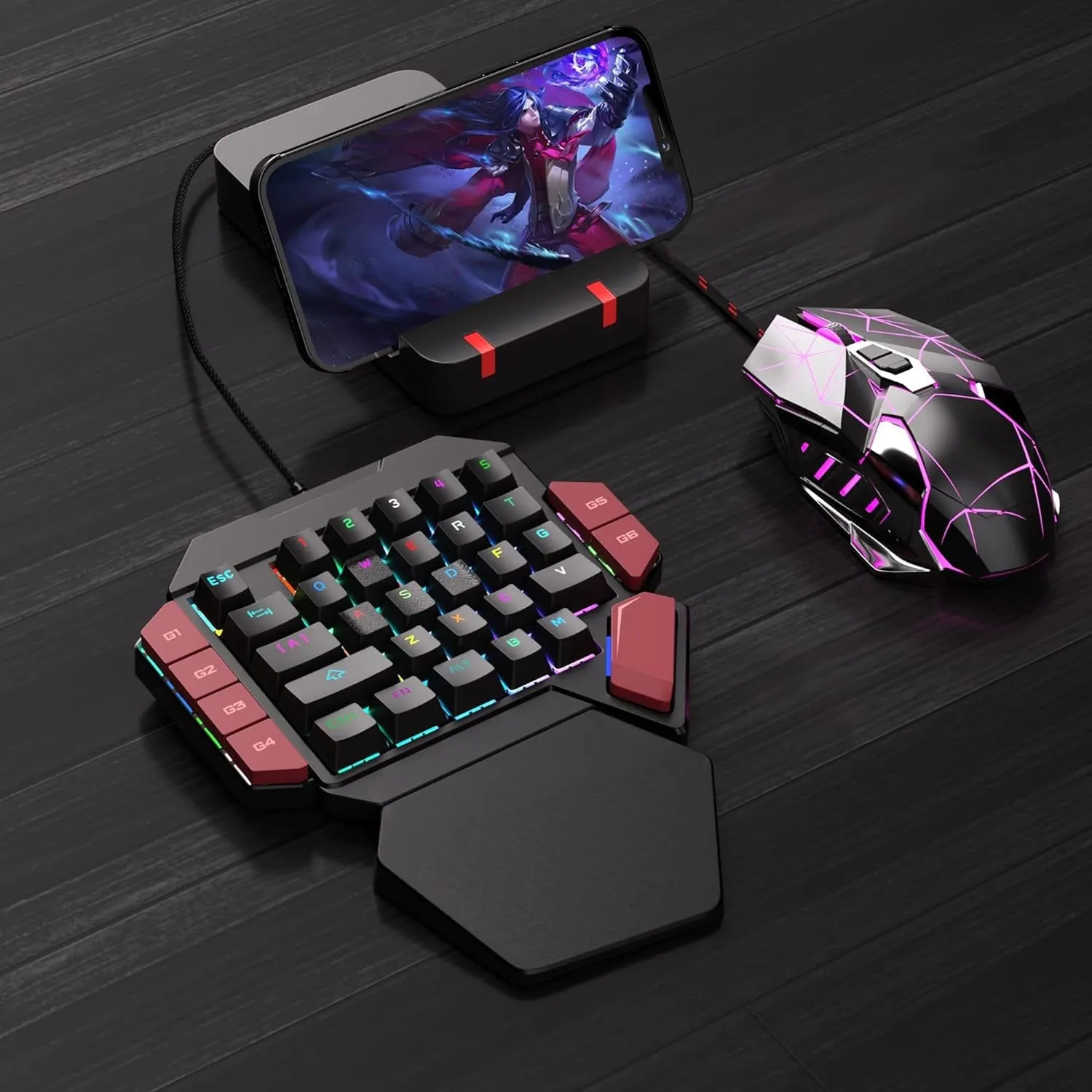 Timebox One Hand tastatura gaming Blue Switch RGB negru