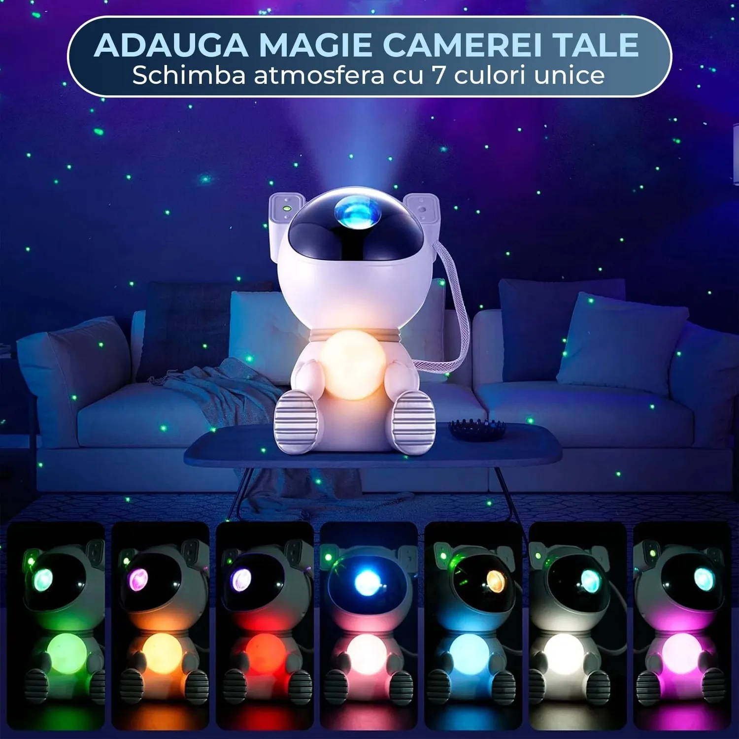 Timebox Astronaut Vulcan set lampa proiector + difuzor alb RGB