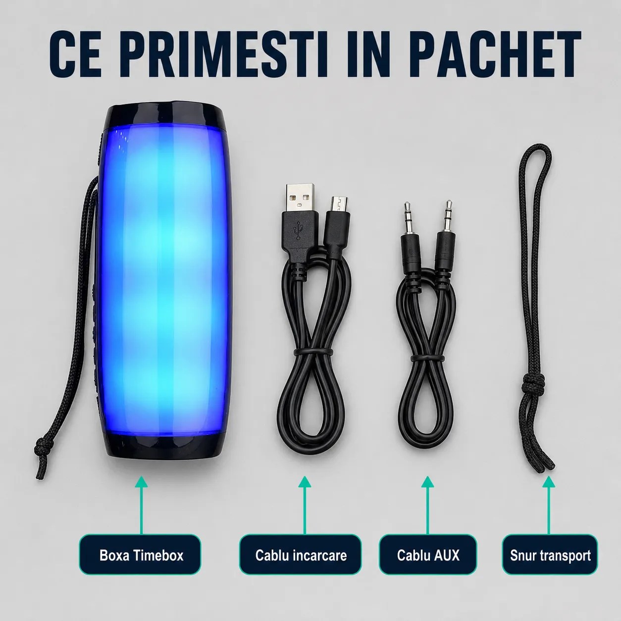 Timebox Boxa Portabila RGB Bluetooth Waterproof 360
