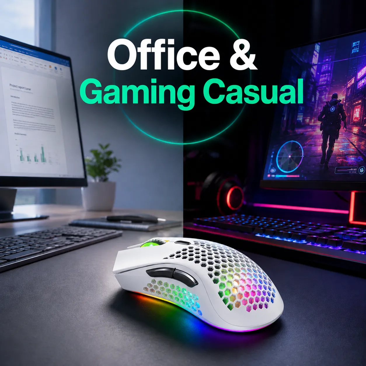 Timebox mouse gaming wireless alb 95g RGB FastCharge