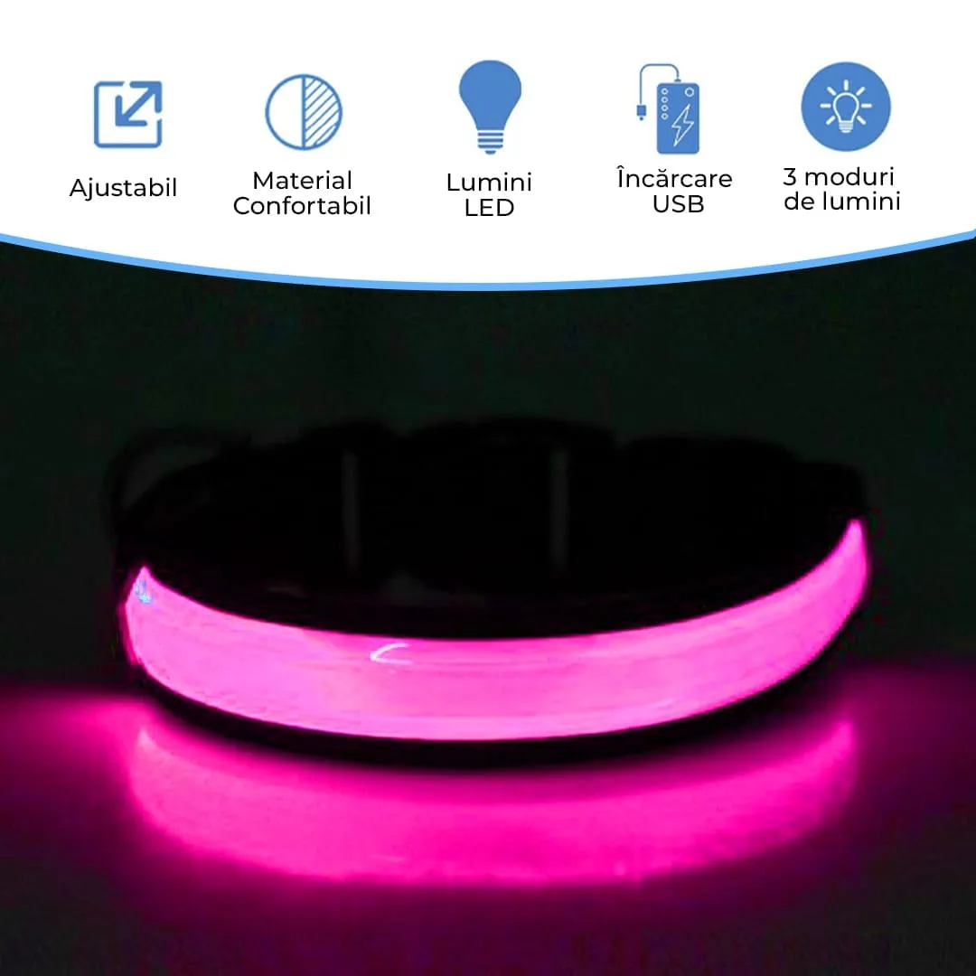 Timebox zgarda LED caini roz S reflectorizanta