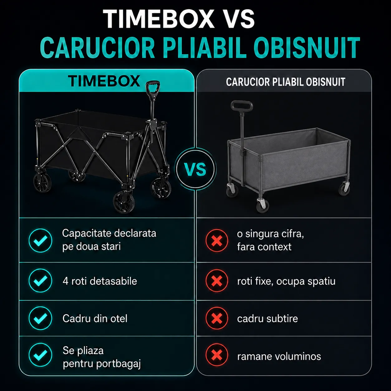 Timebox Carucior Pliabil Transport 115kg 100L