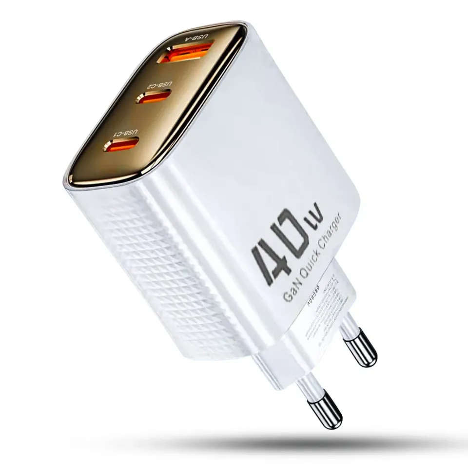 Timebox 40W Încărcător rețea 3 porturi alb/auriu fast charge