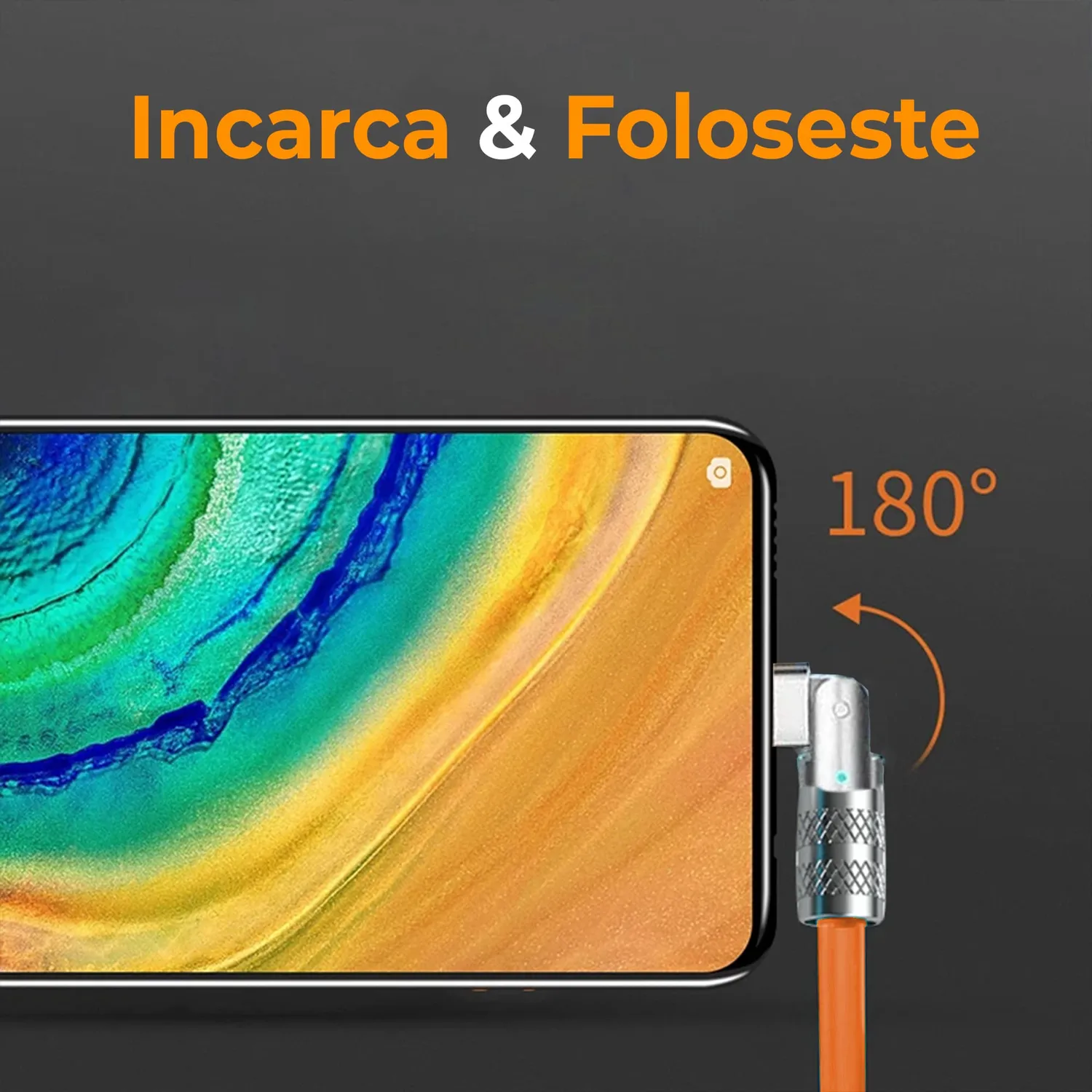 Timebox cablu incarcare rapida 120W 2m portocaliu