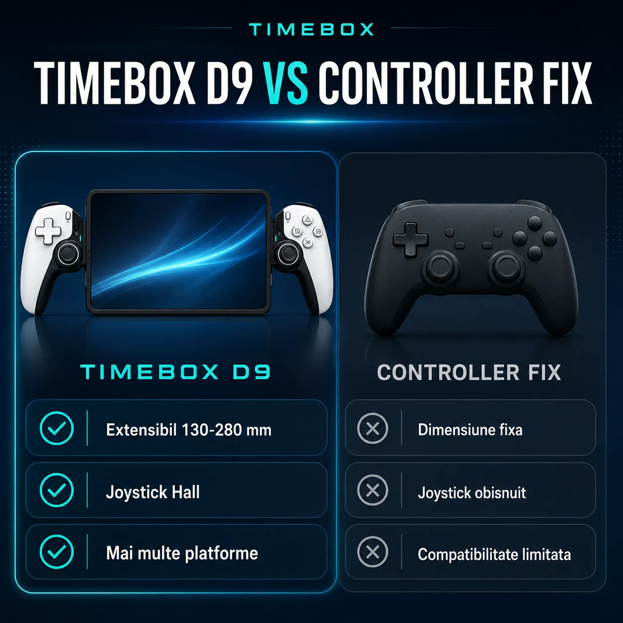 Controller Timebox gaming wireless Hall joystick alb